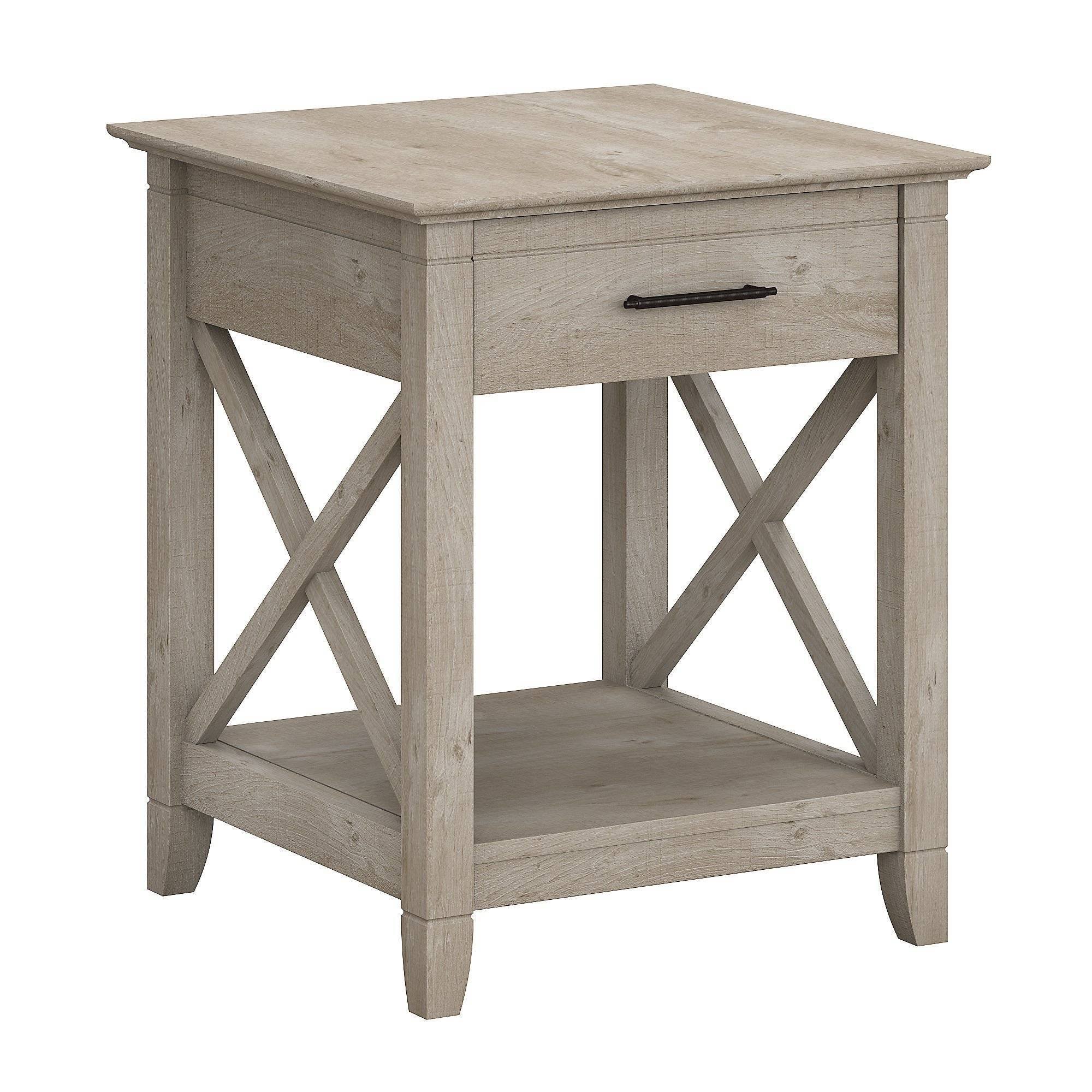 Bush Furniture Key West End Table With Storage Washed TORRTMLQ_MWVX1