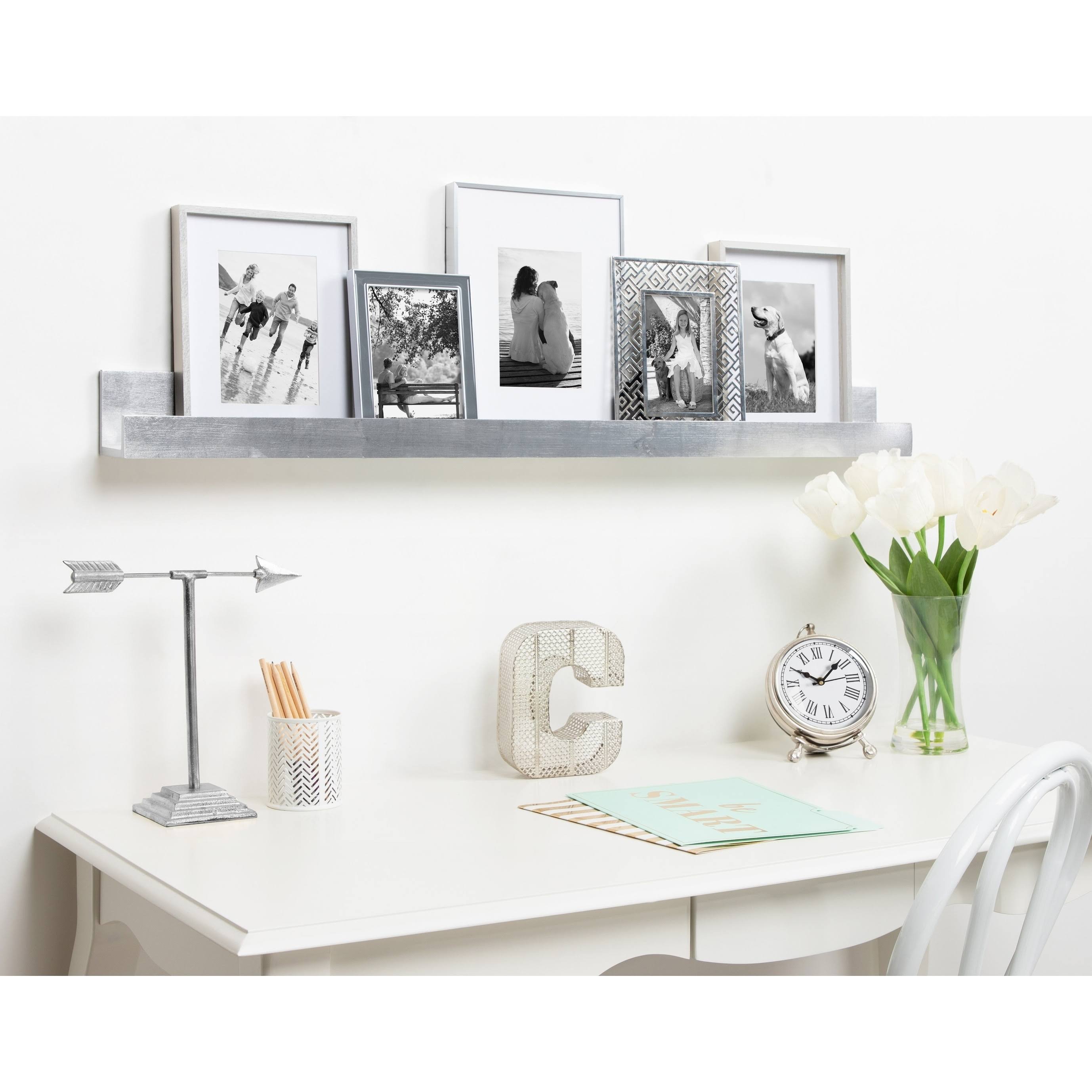 Kate And Laurel Levie Wooden Picture Ledge Wall Shelf - Rustic Brown - 42 F4MLSKGC_VJRBD