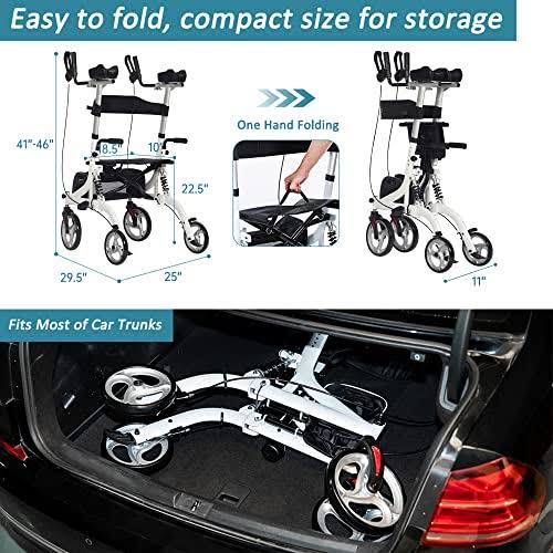 Elenker Upright Rollator Walker, Stand Up Rollator Walker With Shock Absorber, 10 Front EKFQMFZH_T4GWN