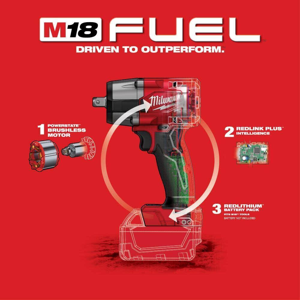 Milwaukee-2962p-20 M18 Fuel 1/2in. Impact Wrench Mid Torque Pin Detent Bare EVNY6NM6_4618Y