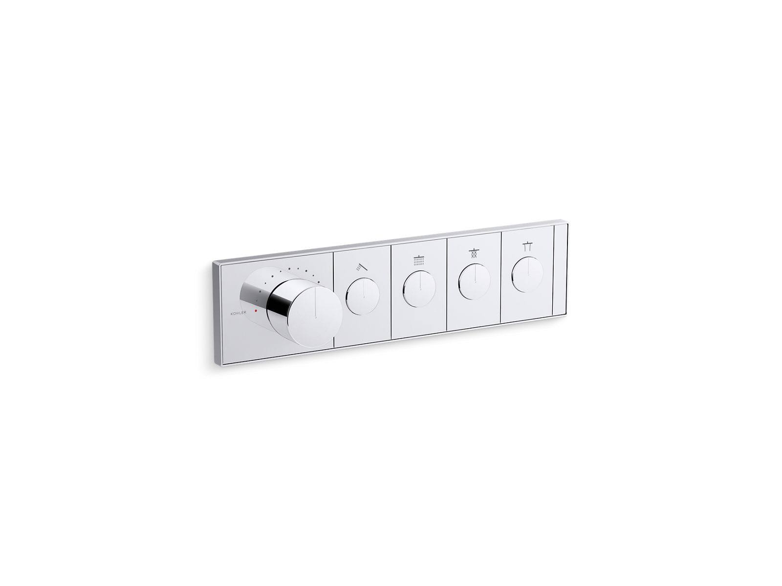 Kohler K-26348-9 Anthem Four-Outlet Thermostatic Valve Control Panel With Recessed Push-Buttons, Polished HUIUJGNW_1MAPO