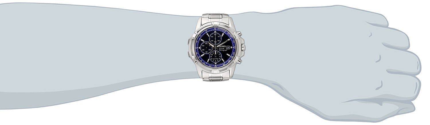 Seiko Ssc141 Solar Blue Dial Stainless Steel Men's Chronograph GZEGFCBO_XWKAA
