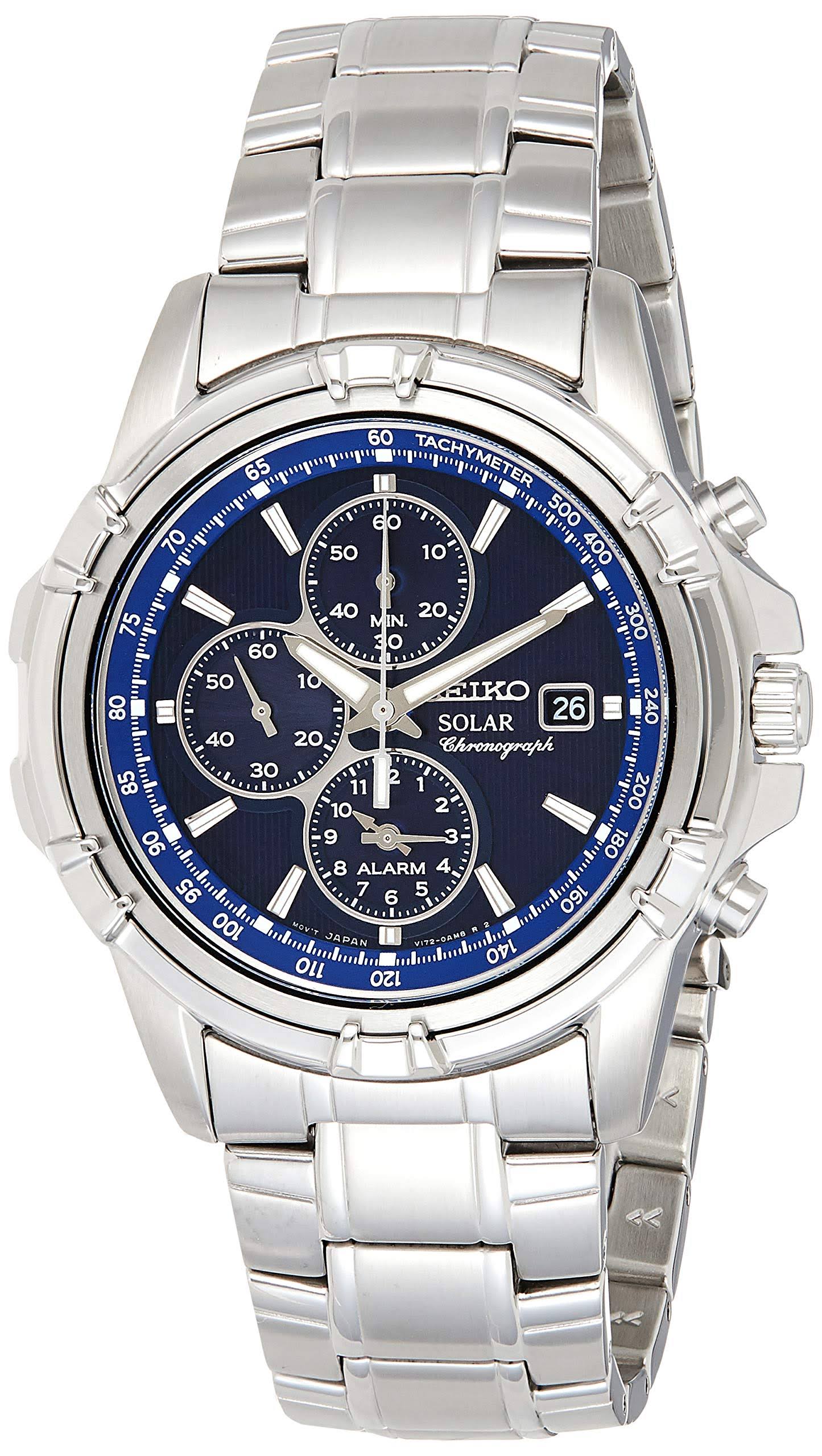 Seiko Ssc141 Solar Blue Dial Stainless Steel Men's Chronograph GZEGFCBO_XWKAA
