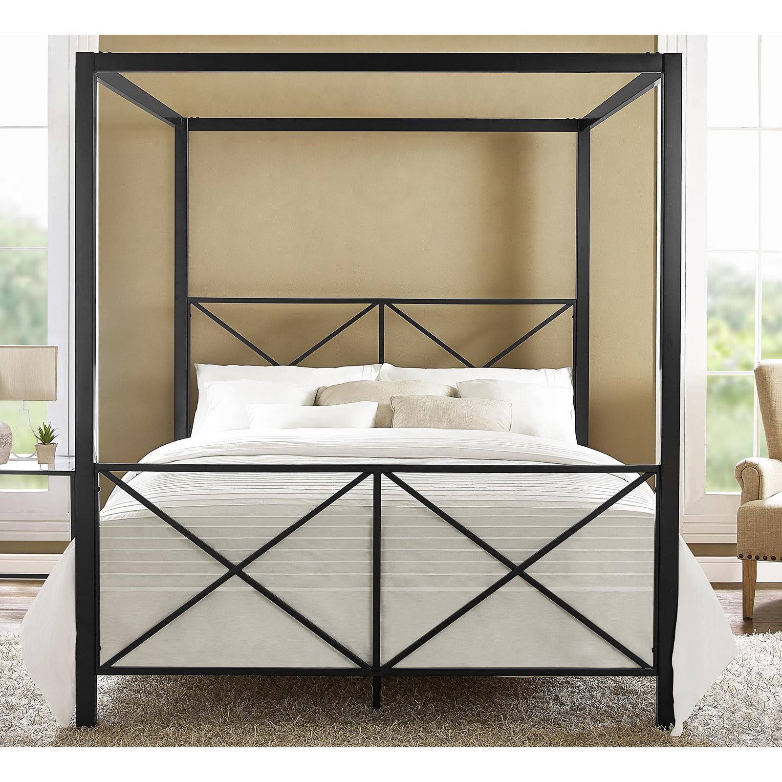 Dhp Rosedale Metal Canopy Bed, Black, QEN1DT6I_GKSWQ