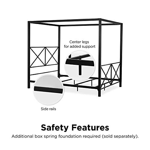 Dhp Rosedale Metal Canopy Bed, Black, QEN1DT6I_GKSWQ