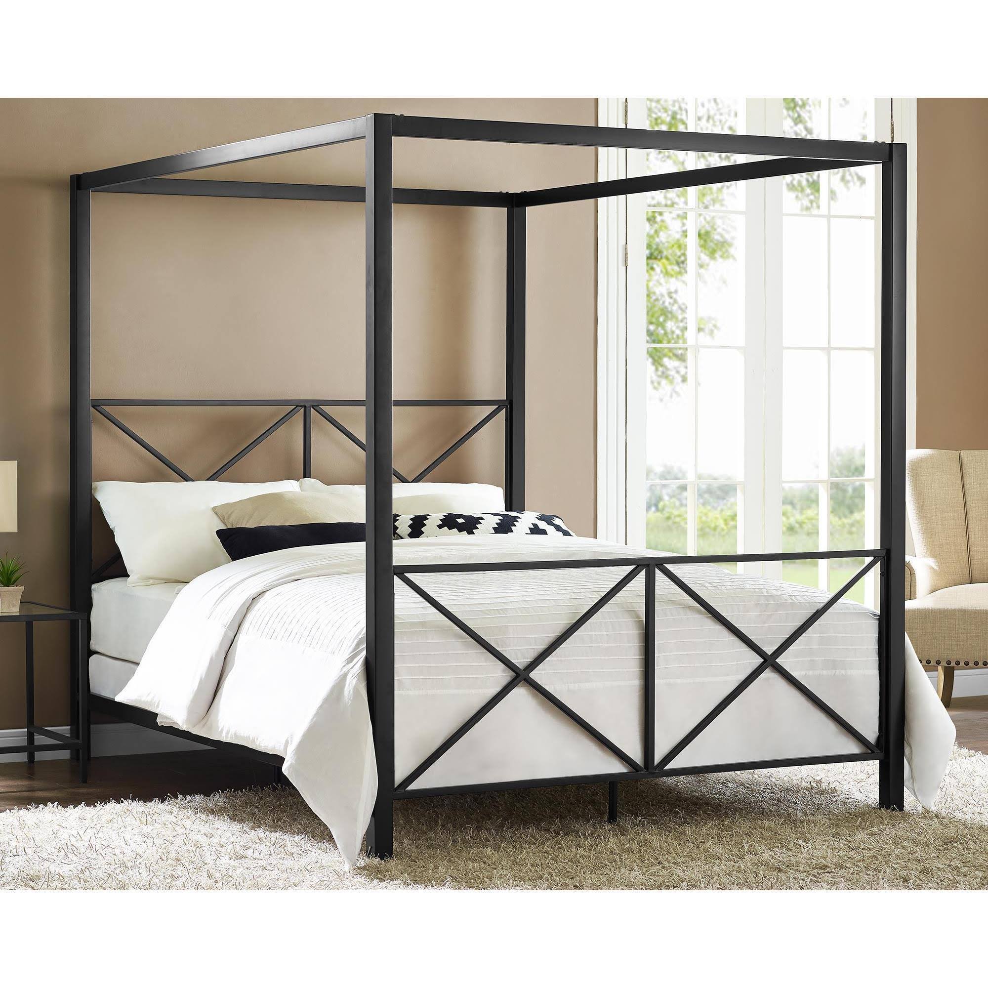 Dhp Rosedale Metal Canopy Bed, Black, QEN1DT6I_GKSWQ