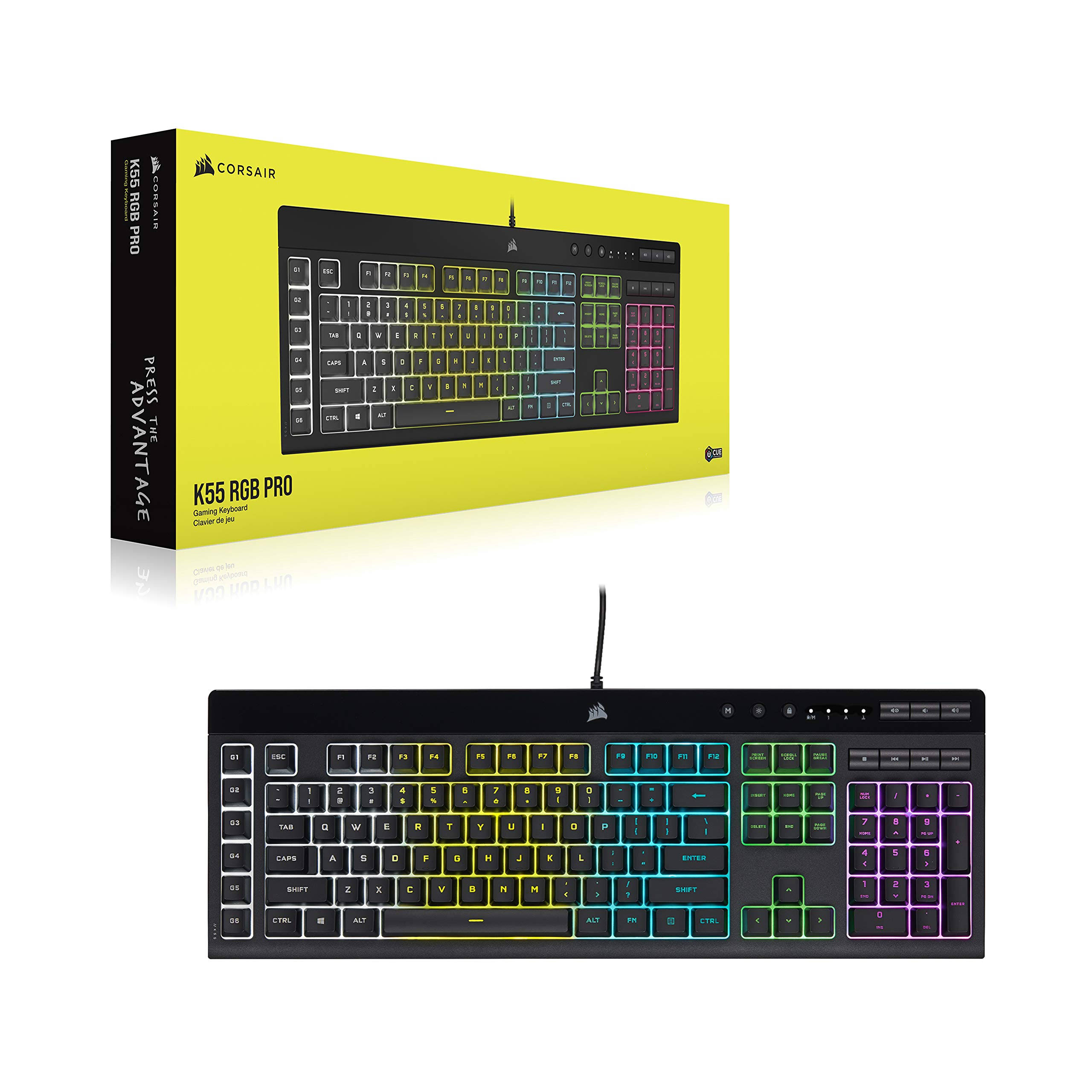 Corsair K55 Rgb Pro - Dynamic Rgb Backlighting, Six Macro Keys With Elgato Stream Deck Software Integration, Dust & Spill 80TYPFZR_CA6RY