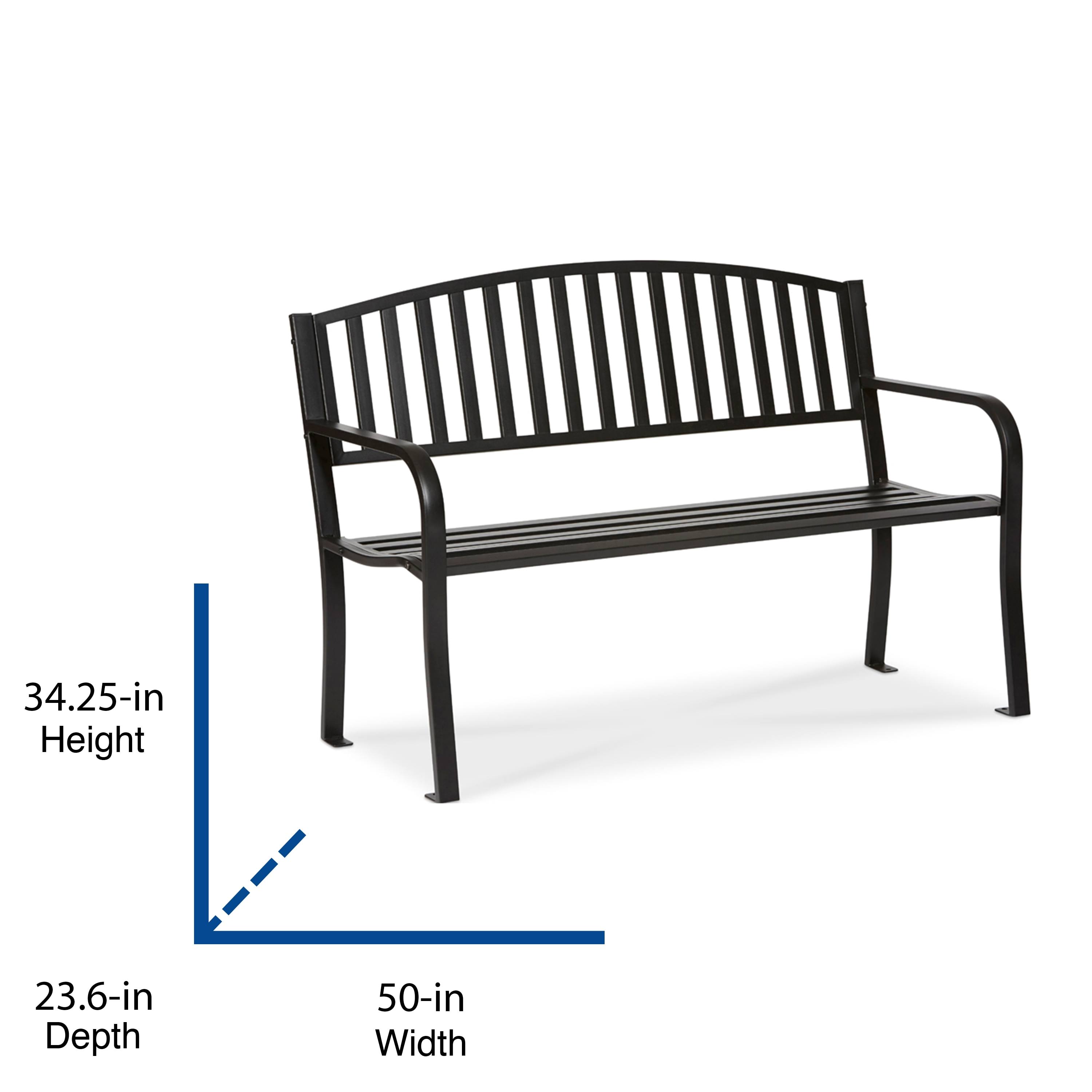 Style Selections 50-In W X 34.25-In H Black Steel Garden RTIIMWJW_ZQJTV