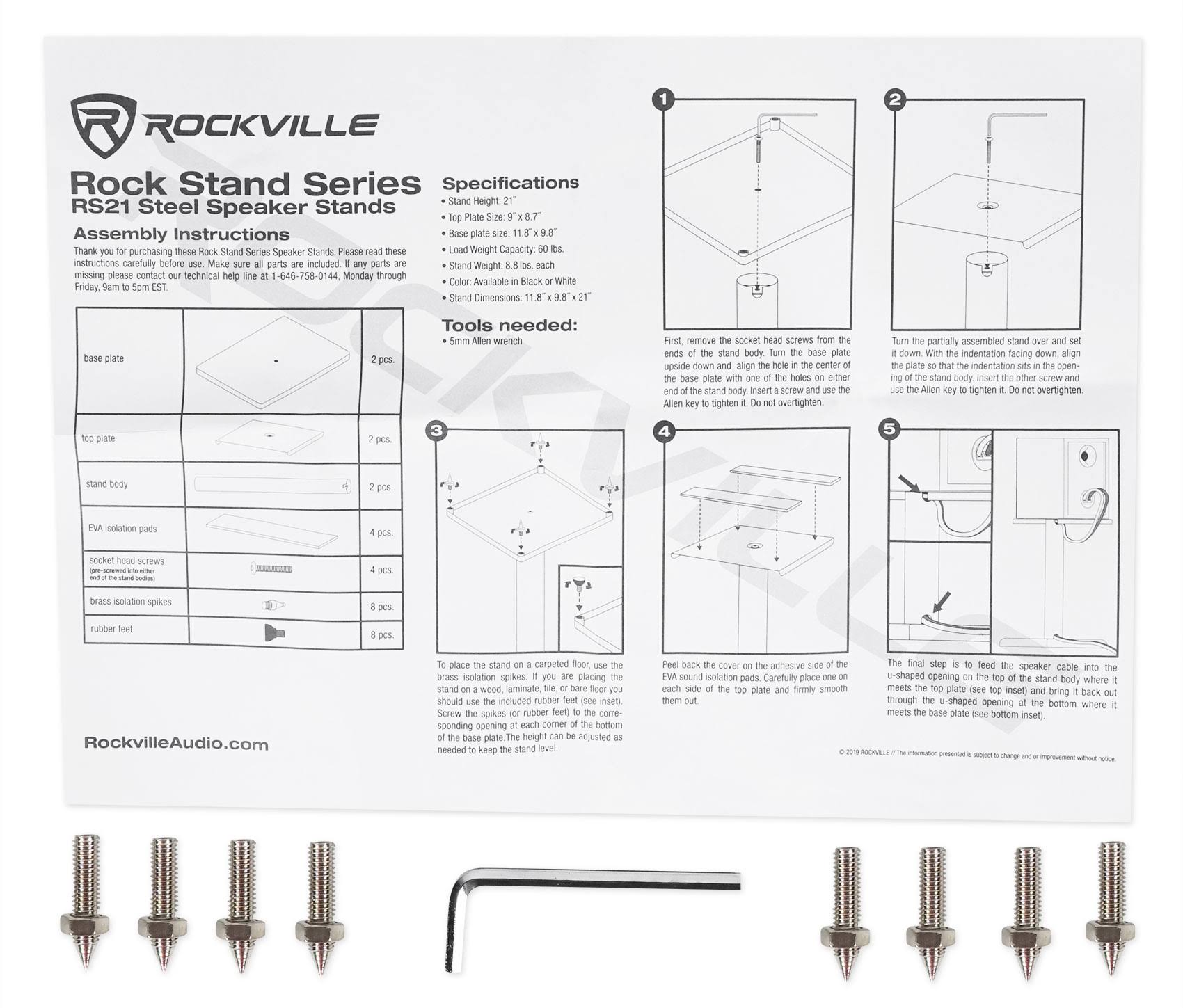 Rockville Pair Rs21w 21 Inch Steel Bookshelf Speaker/Studio Monitor Stands-White XYNRTQNT_7VCHN
