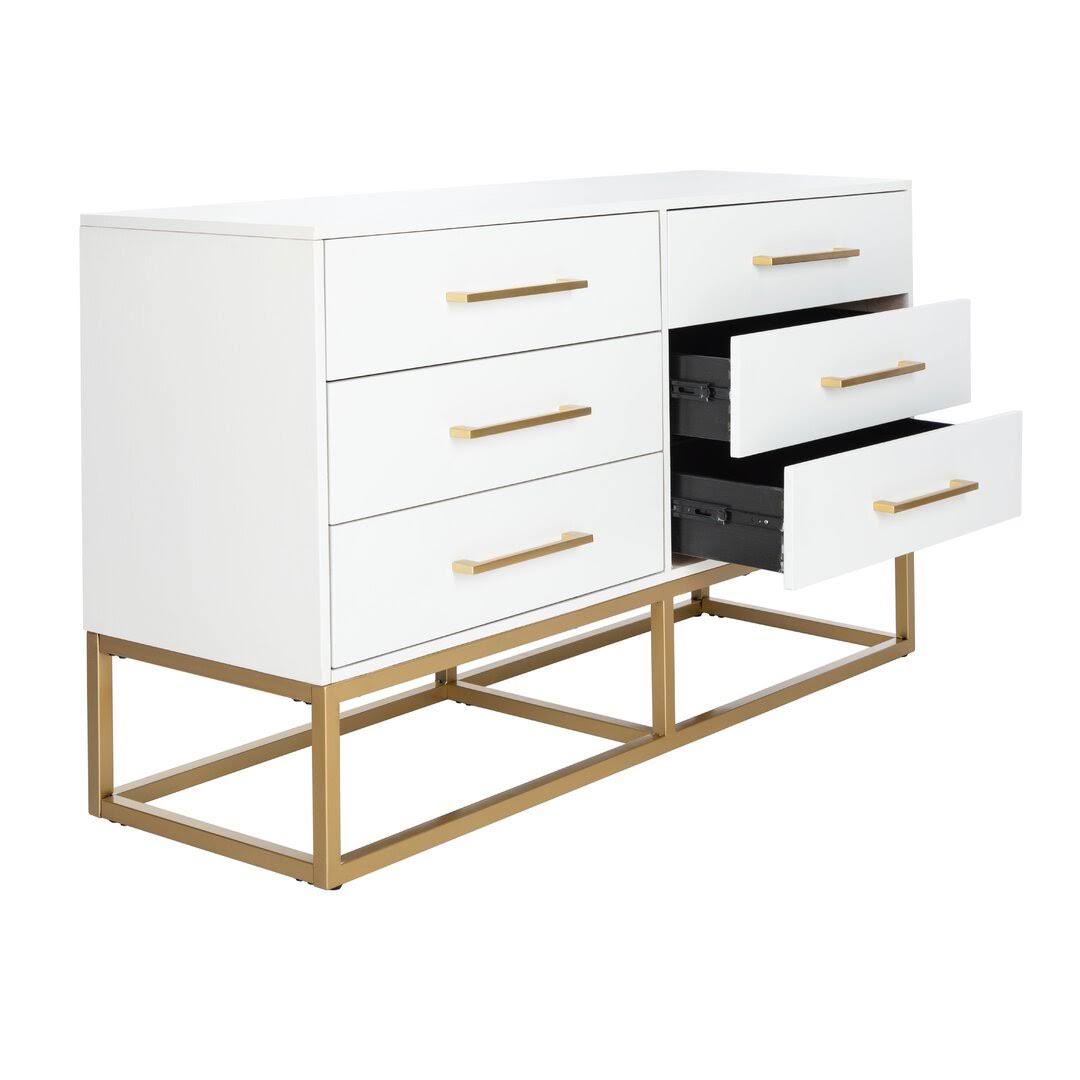 Sheldon 6 - Drawer Dresser Color(Base/Top): Gold/NEIUZFNA_CWSRA