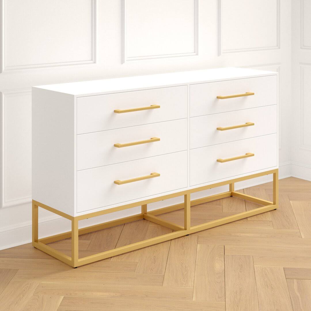 Sheldon 6 - Drawer Dresser Color(Base/Top): Gold/NEIUZFNA_CWSRA