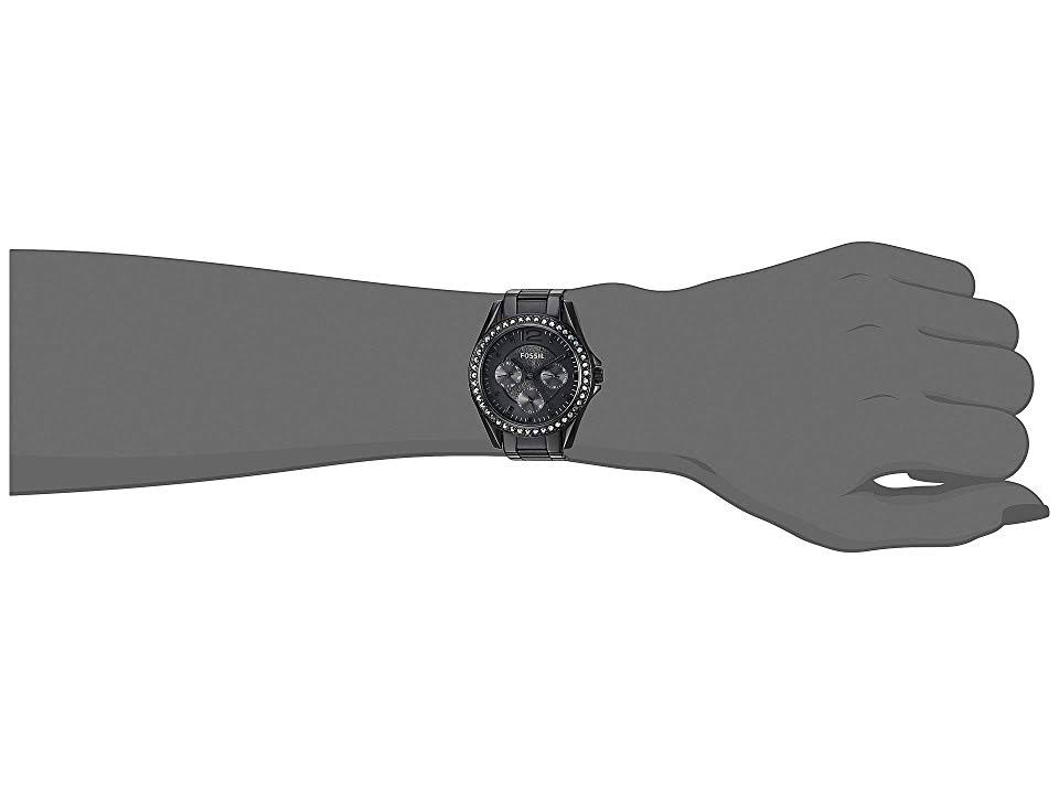 Fossil Riley Multifunction Black Stainless Steel Watch, Womens, QA96QQS5_BCAWZ