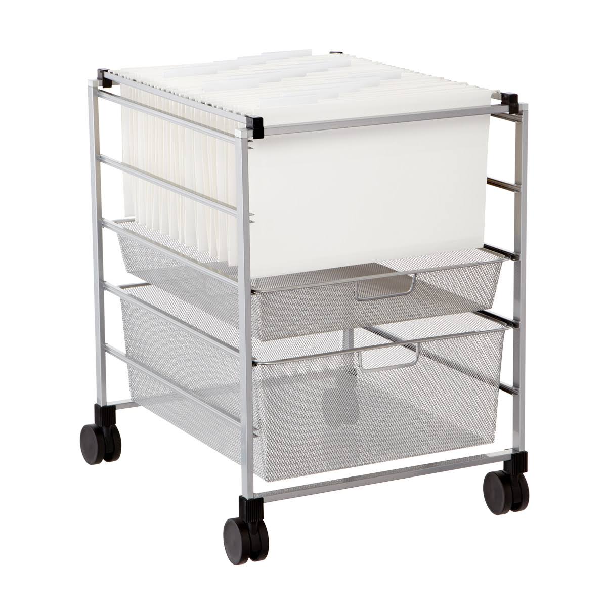 Elfa Legal-Size Mesh File Cart Platinum, 18 X 21 X 24-3/4 H | The Container XCSPBLQ0_QZP1I