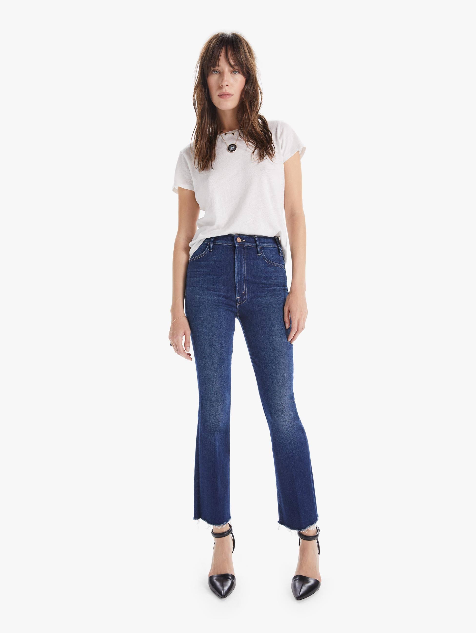 Mother Women's The Hustler Ankle Fray Jeans, Home Movies, Blue, YVU5IU0H_IFUKF