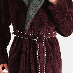 David Archy Flannel Soft Plush Long Bathrobe With Hooded, S / QEAXKUHO_3ZALN