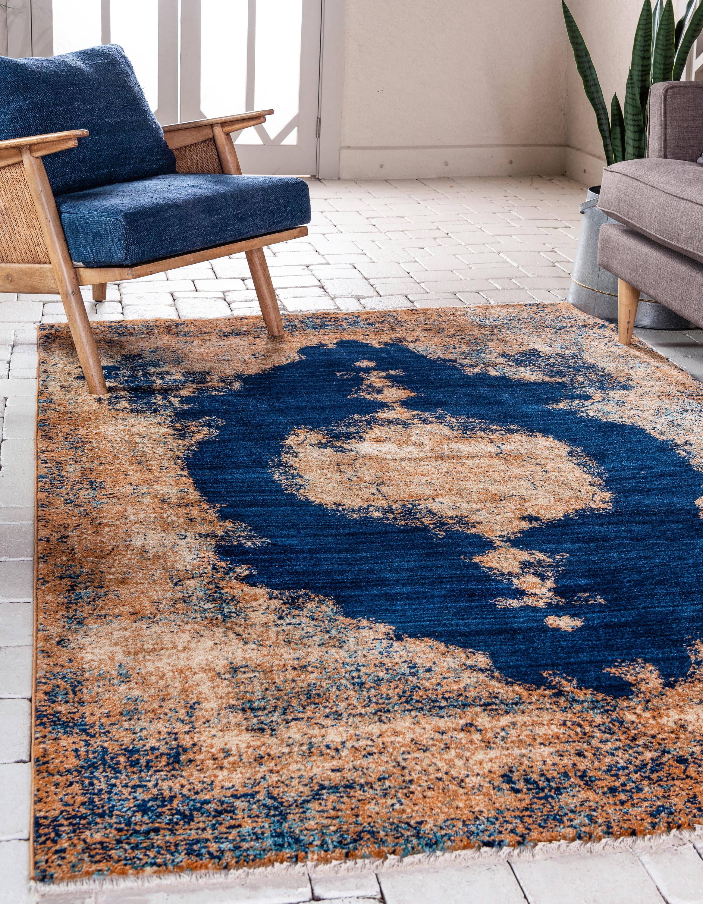 Unique Loom Brook Dorchester Navy Blue 4' X 6' FBHXHZQG_E8GUM