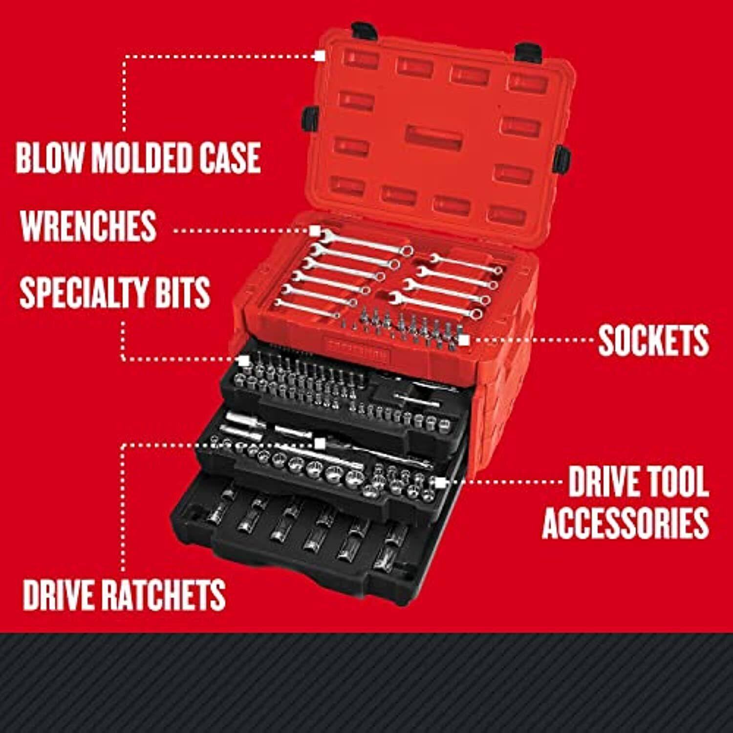 Craftsman 1/4 3/8 And 1/2 In. Drive Metric And Sae 12 Point Mechanic's Tool Set 268 Pc. PK04VP9W_A6IPQ