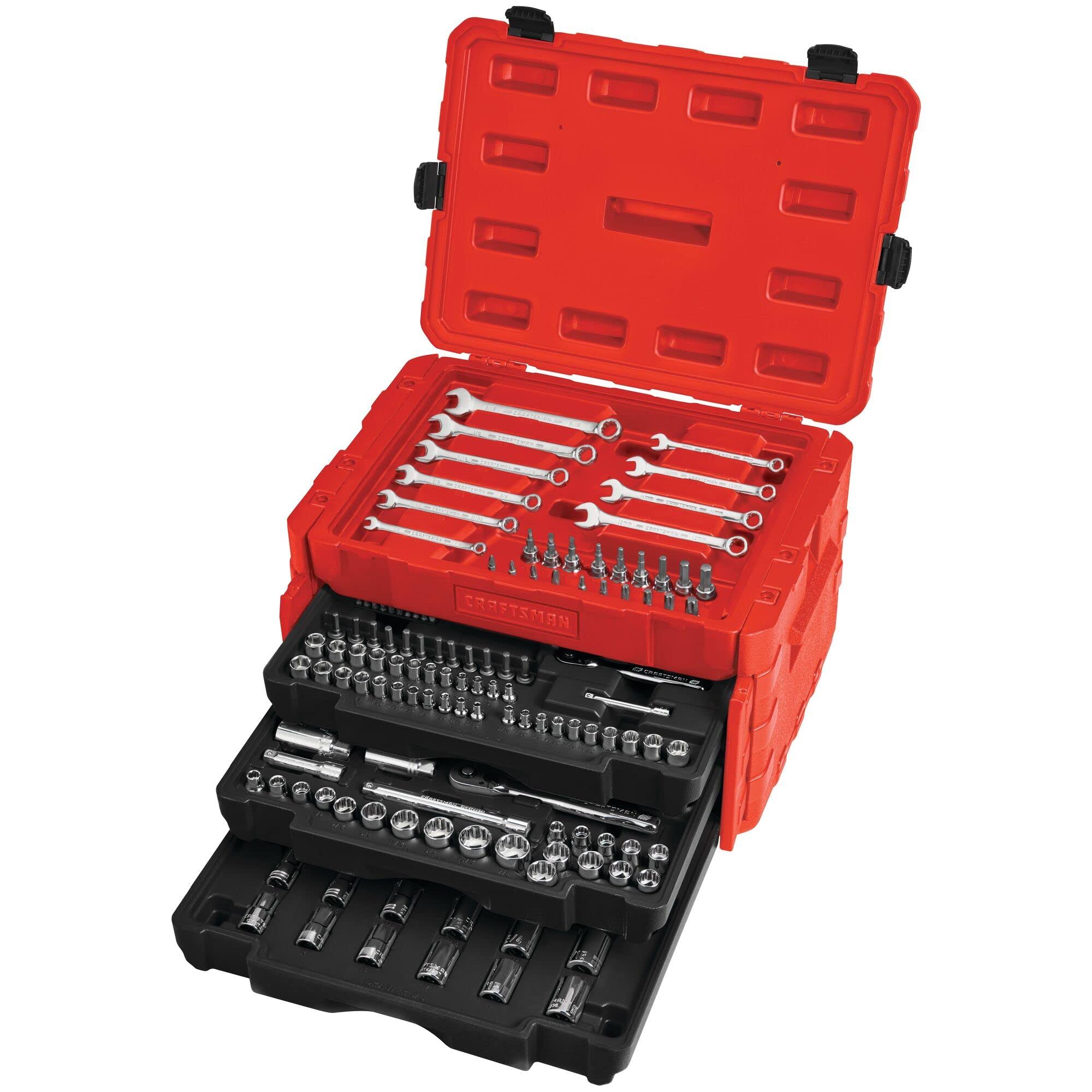 Craftsman 1/4 3/8 And 1/2 In. Drive Metric And Sae 12 Point Mechanic's Tool Set 268 Pc. PK04VP9W_A6IPQ