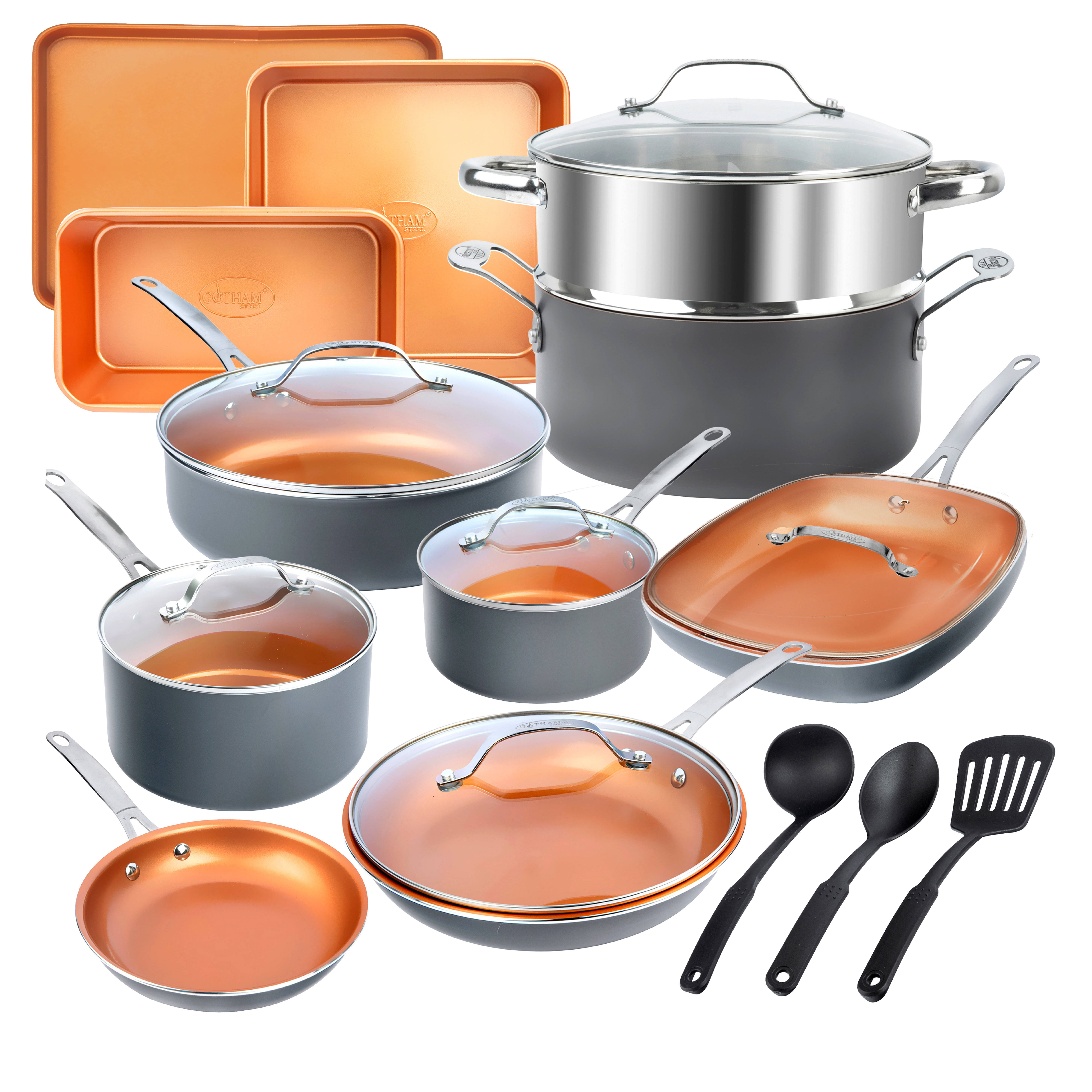 Gotham Steel Pots And Pans Set 20 Piece Cookware Set With Nonstick Ceramic Copper NB7NT8QB_8BO9Y