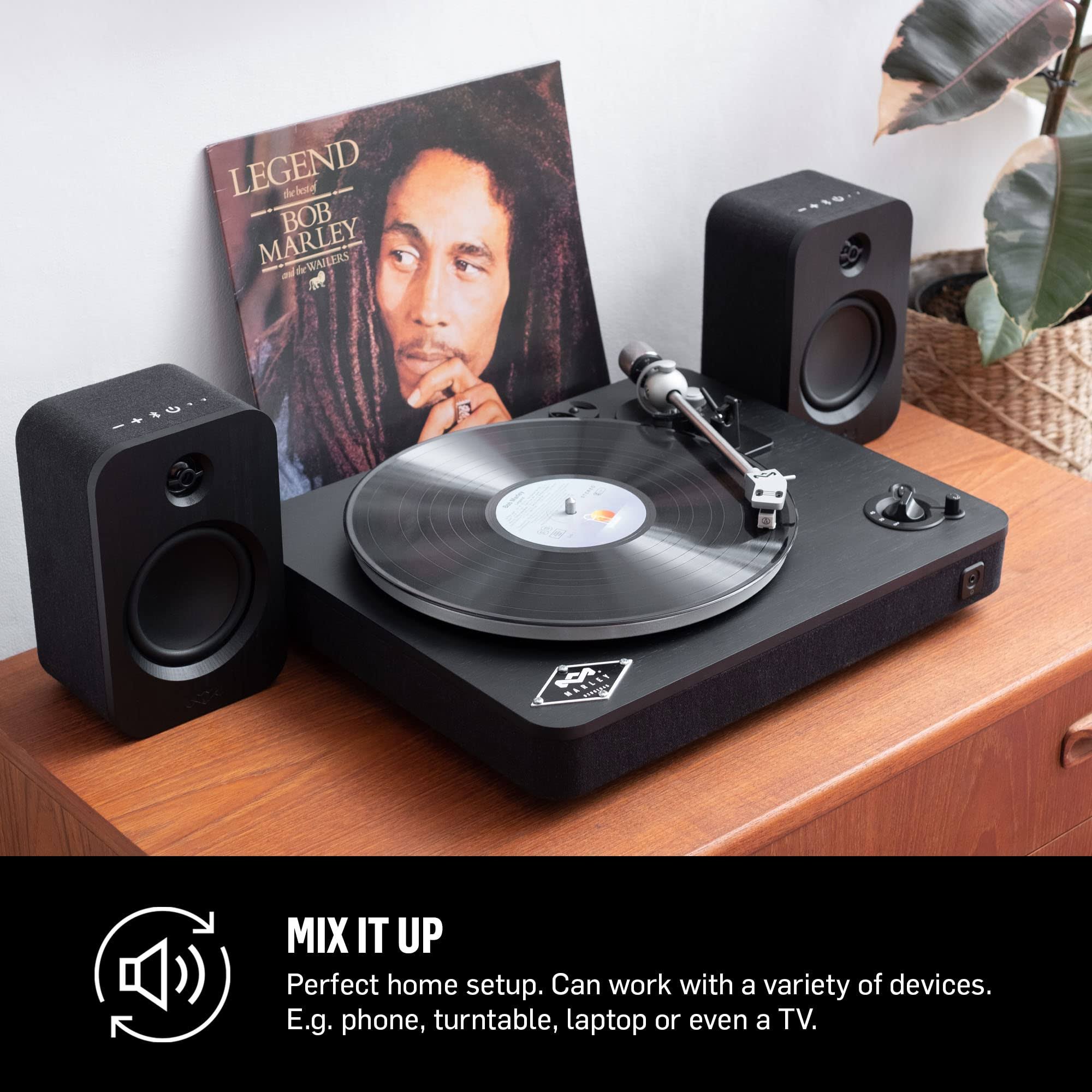 House Of Marley Get Together Duo Bluetooth Bookshelf Speakers - Sustainably Crafted, Wireless Turntable Speakers, Mains Powered Or 25 Hours 1JXA5W30_TDGN0