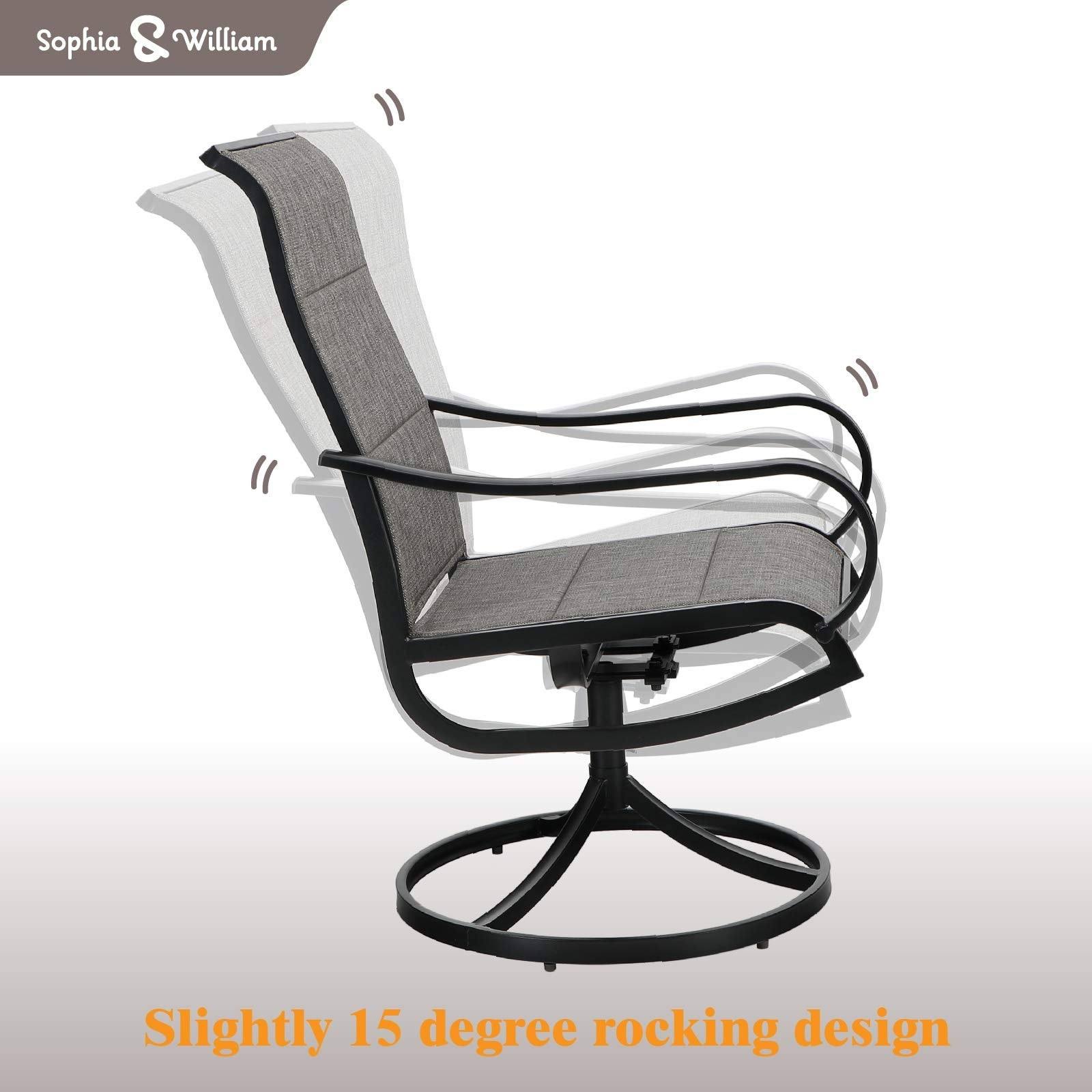 Sophia & William 7 Pieces Patio Dining Set, 6 X Swivel Dining Textilene Chairs And 1 Metal Table With 2.6 Umbrella Hole - Grey - 7-Piece ZG0HRGKZ_WSEKY