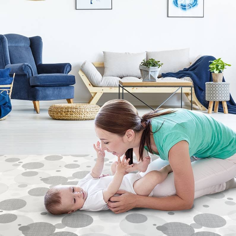 Tcg Toys Grey & White - Gelli Mat - Luxury Foam Baby Play Mat - Extra Large - Double Sided Neutral Print - Water-Resistant, Non-Toxic, Hypoallergenic - IJ12VBA2_GMFSY