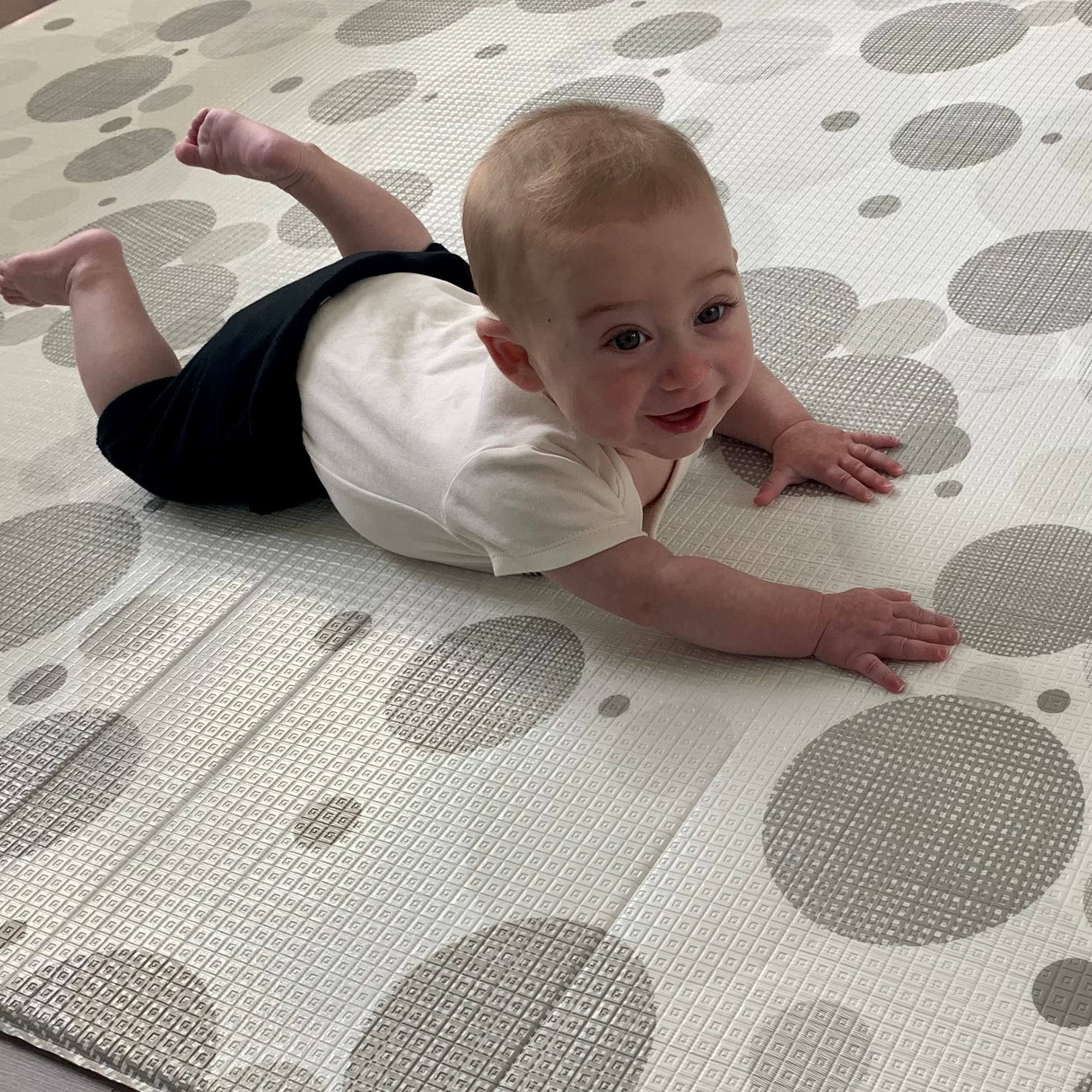 Tcg Toys Grey & White - Gelli Mat - Luxury Foam Baby Play Mat - Extra Large - Double Sided Neutral Print - Water-Resistant, Non-Toxic, Hypoallergenic - IJ12VBA2_GMFSY