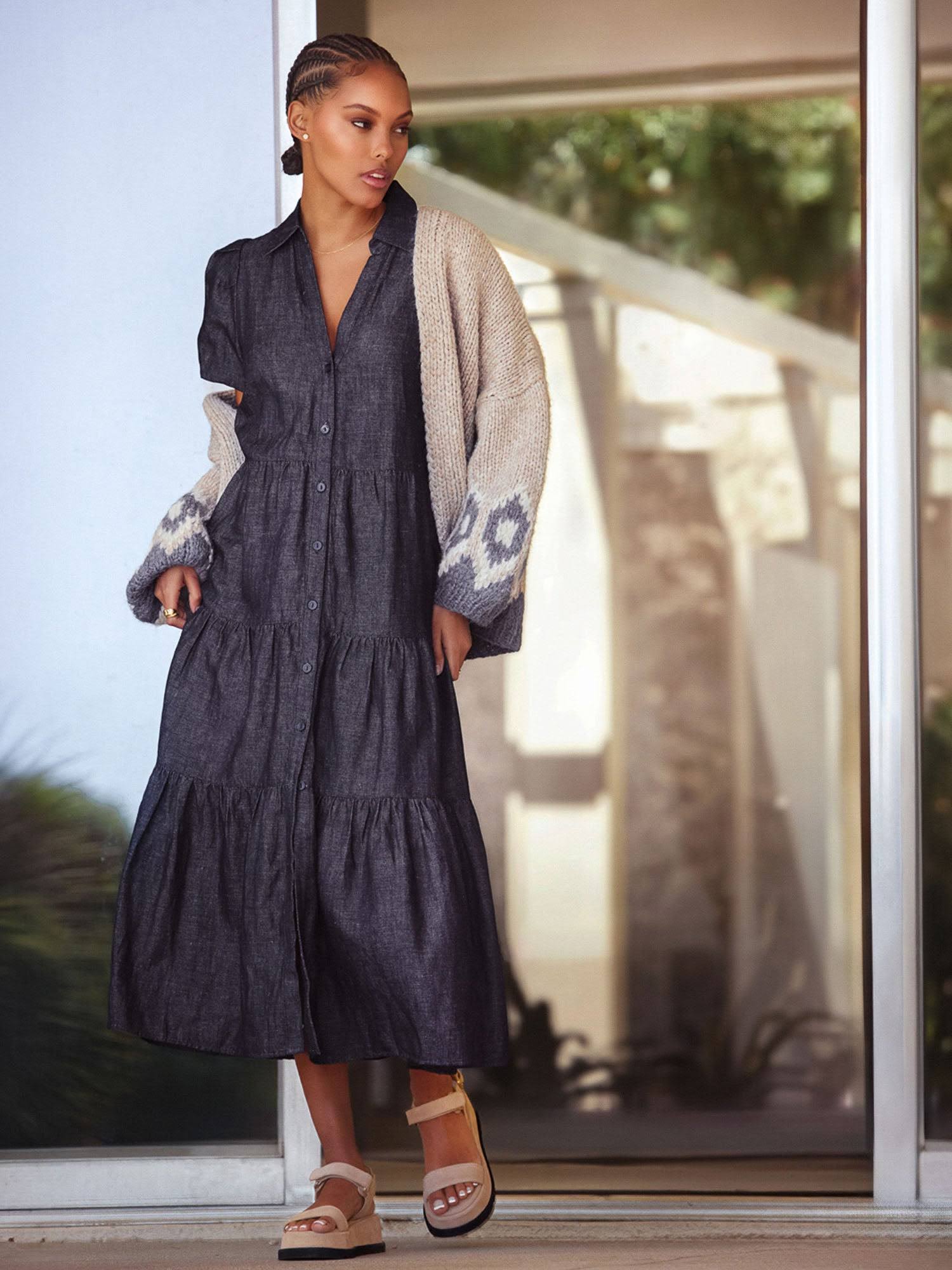 Brochu Walker Havana Midi Dress - Indigo 9JD0OO2F_ZRGDC