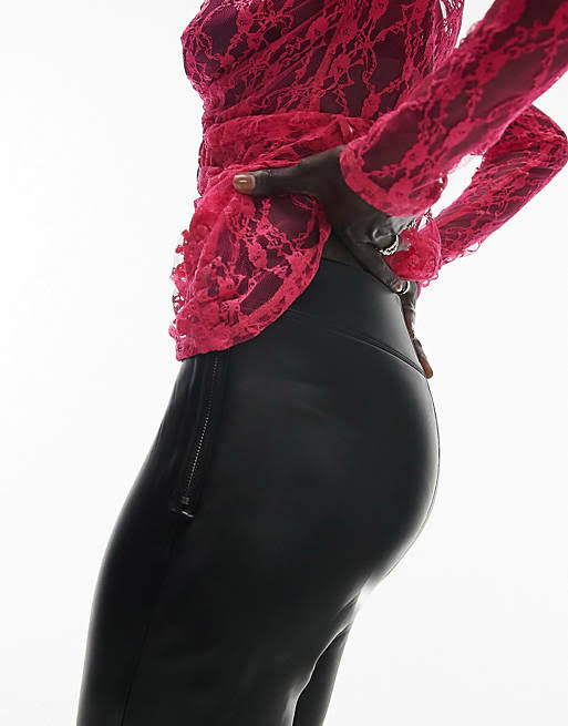 Topshop Petite Faux Leather Skinny Fit Pants In QSCUSKZX_EPYVO