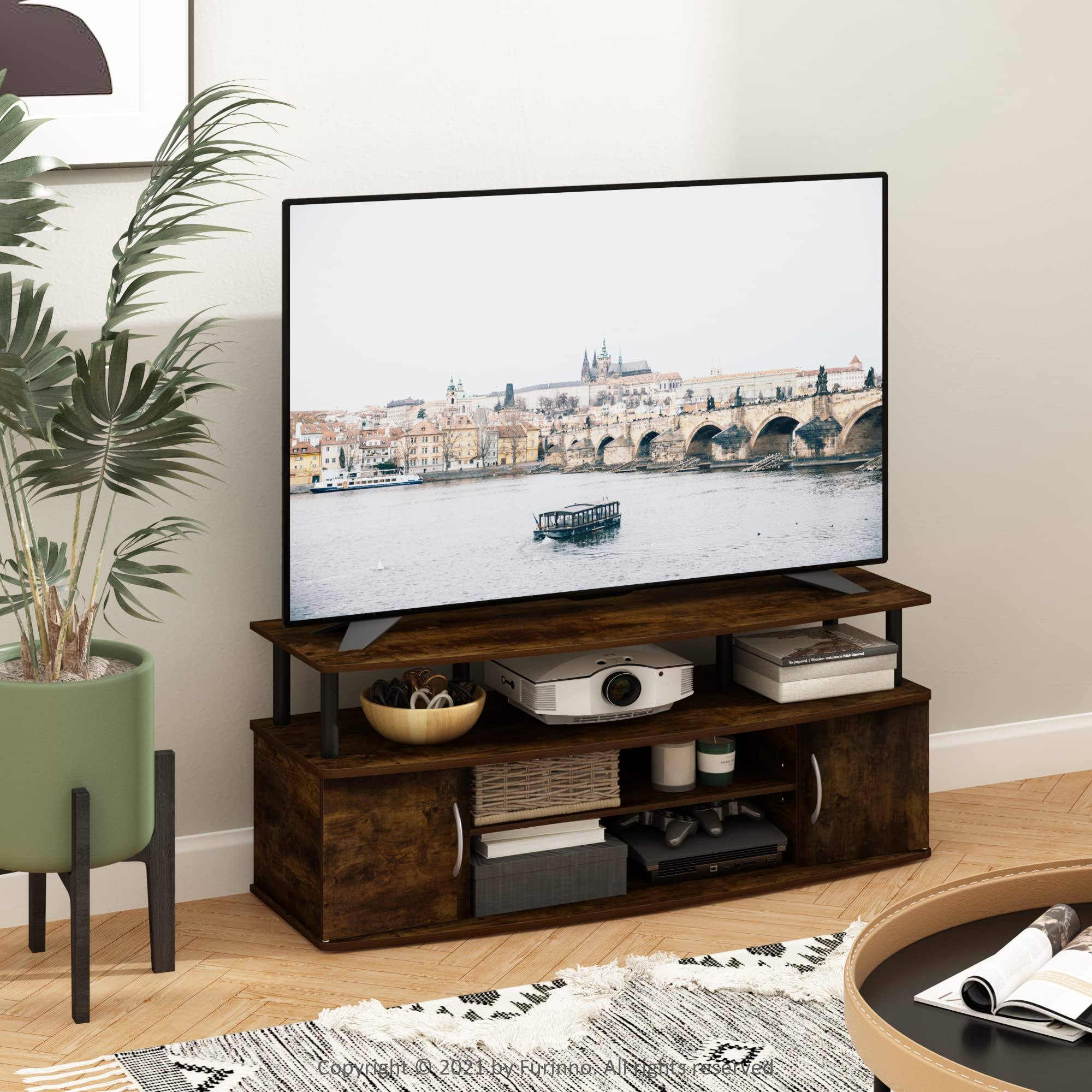 Furinno Jaya Large Entertainment Center Hold Up To 55-In Tv, Amber Pine/ACWK05IN_SPR2L