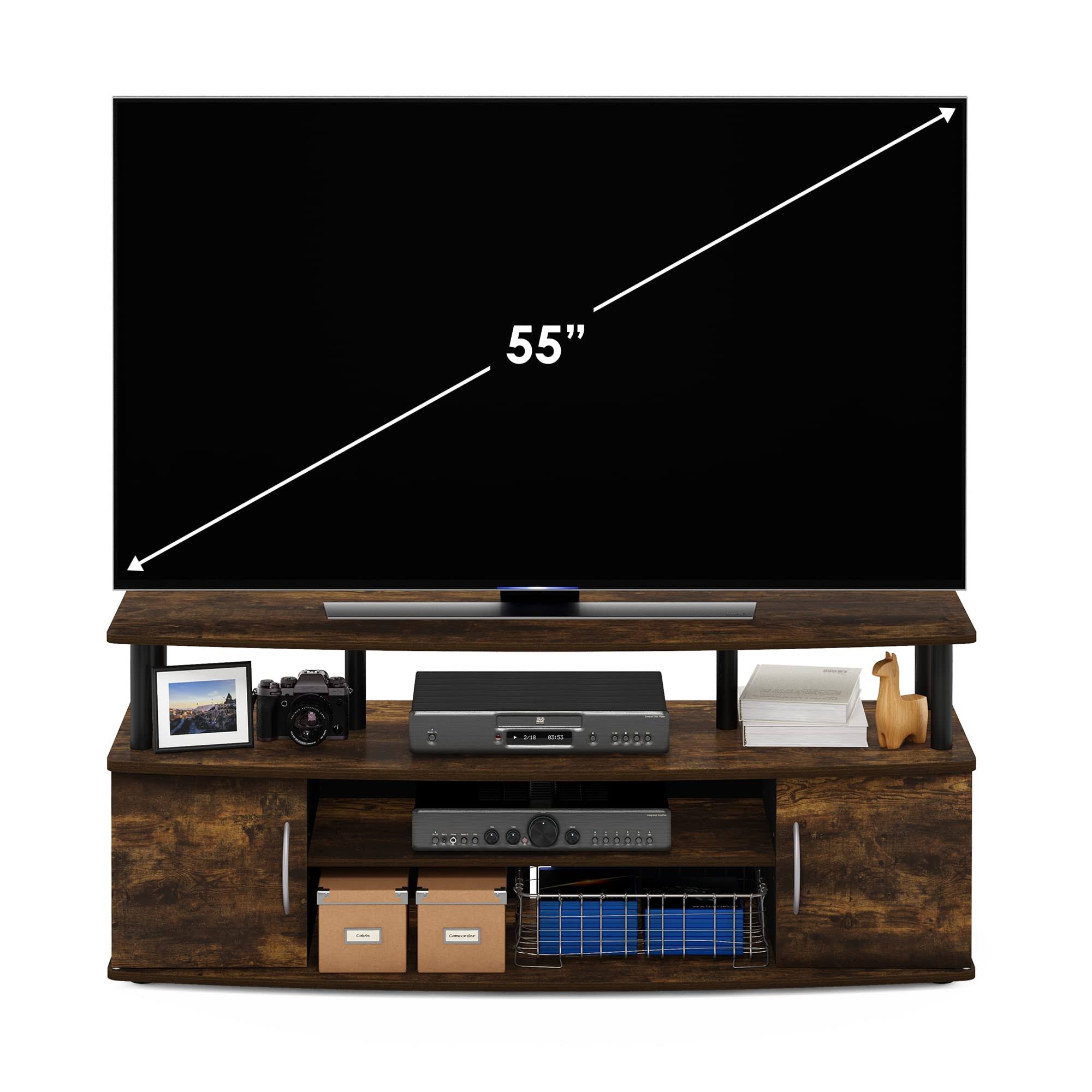Furinno Jaya Large Entertainment Center Hold Up To 55-In Tv, Amber Pine/ACWK05IN_SPR2L
