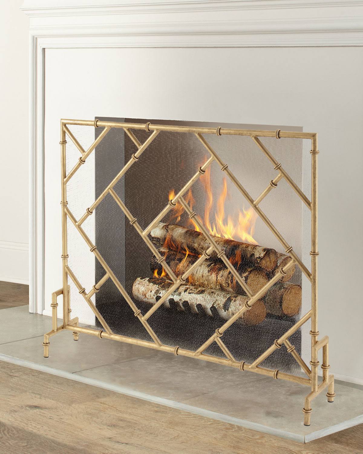 Dr. Livingston Bamboo Design Single Panel Fireplace Screen, AIRAKJ0I_BTGO3