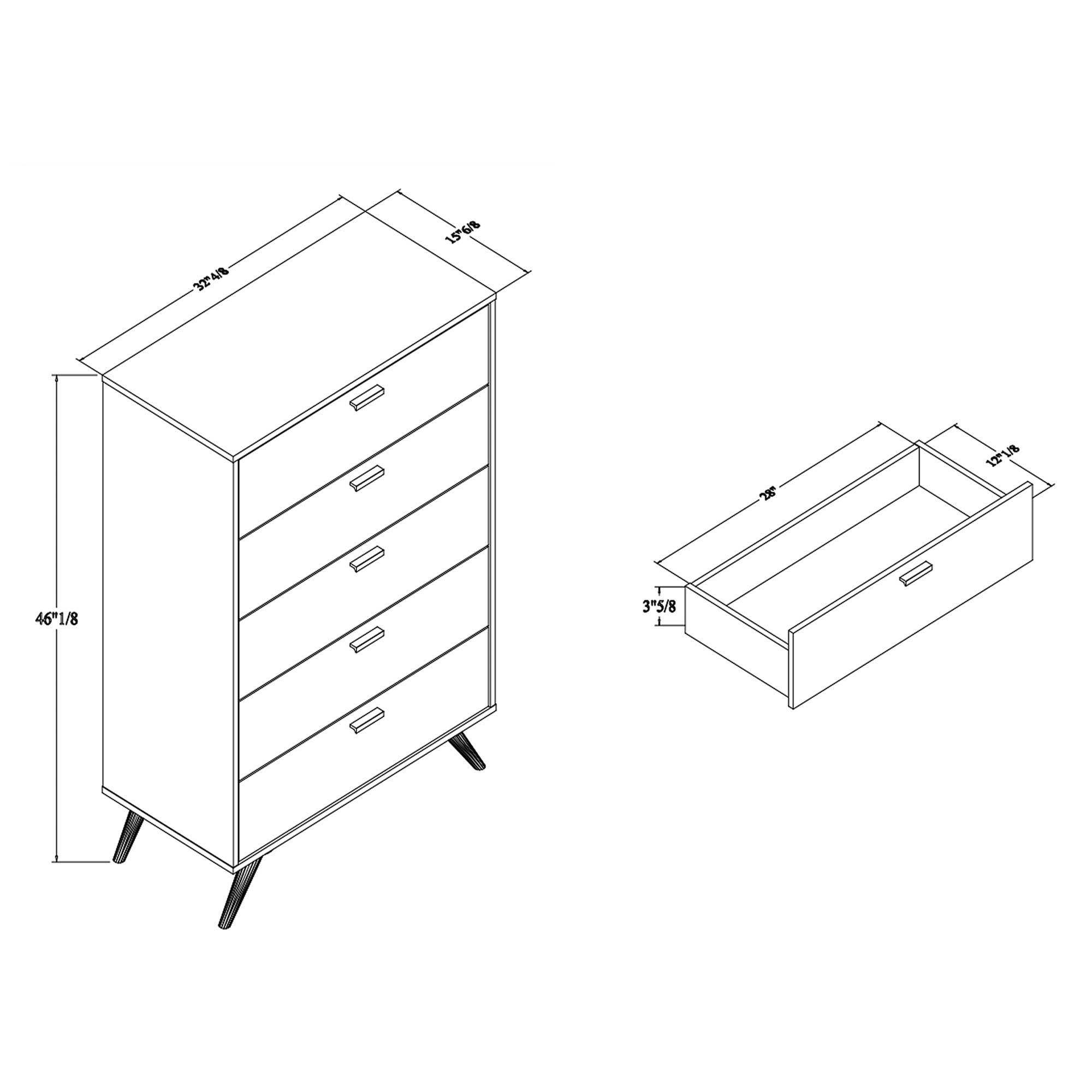 Baxton Studio Kelson Modern And Contemporary Dark Grey And Gold Finished Wood 5-Drawer PYTHQOVB_RRDVL