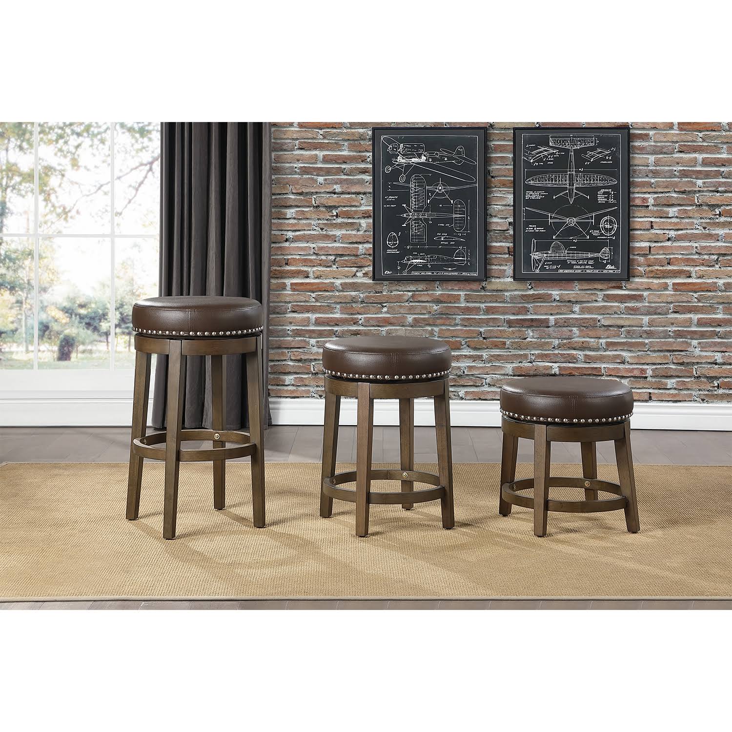 Homelegance Westby Brown Round Swivel Stool Set Of SRYVHCSY_DIV7E