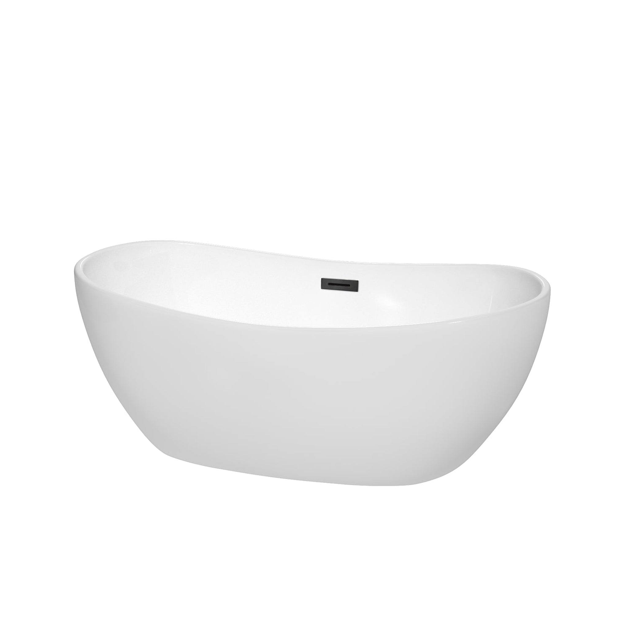 Wyndham Collection Rebecca 60 Freestanding Bathtub In White With Matte Black Drain And Overflow AP8ESCYM_DVW6E