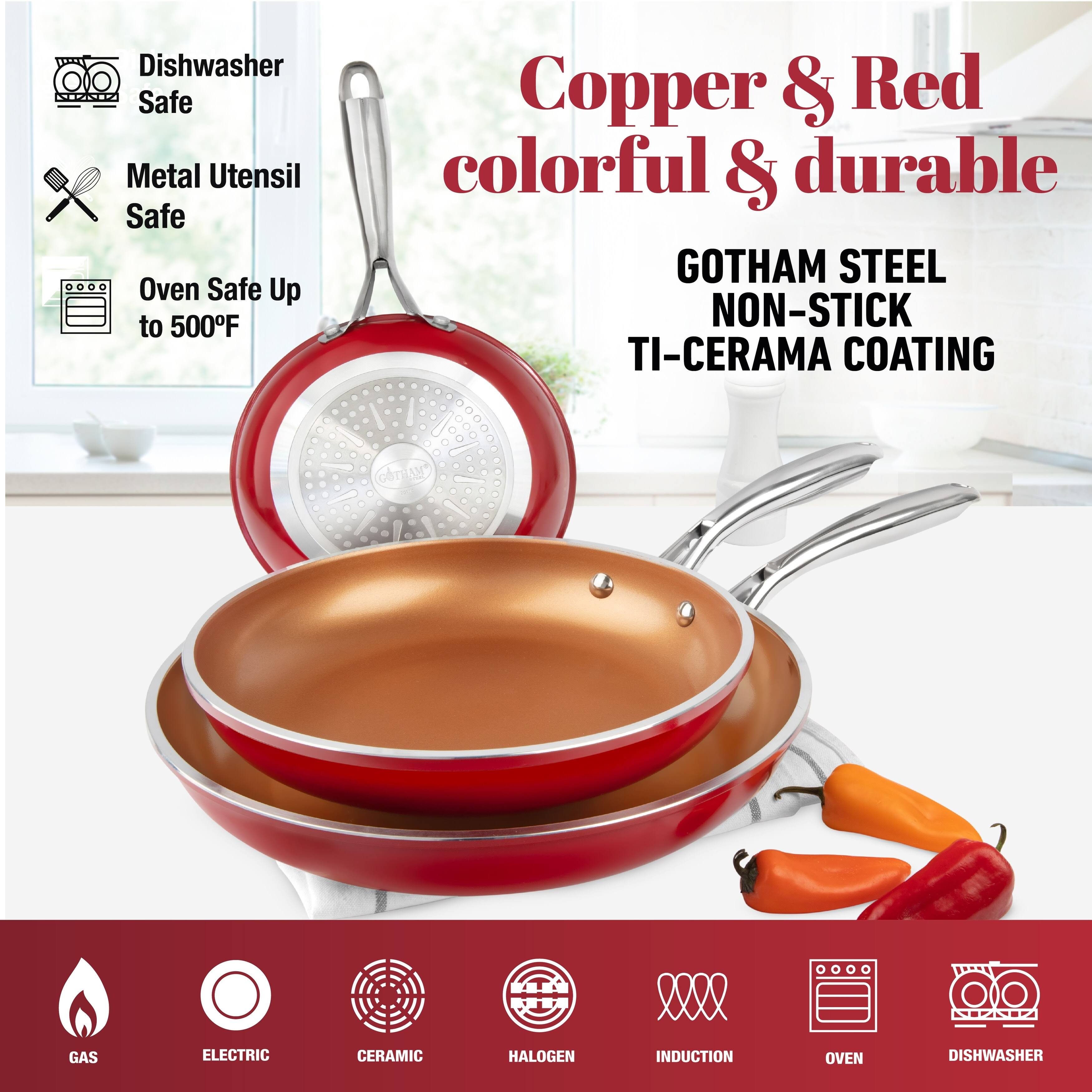 Gotham Steel Diamond 3-Piece Frying Pan Set, Nonstick Cookware, Size: OFMQOOLV_FBBG6