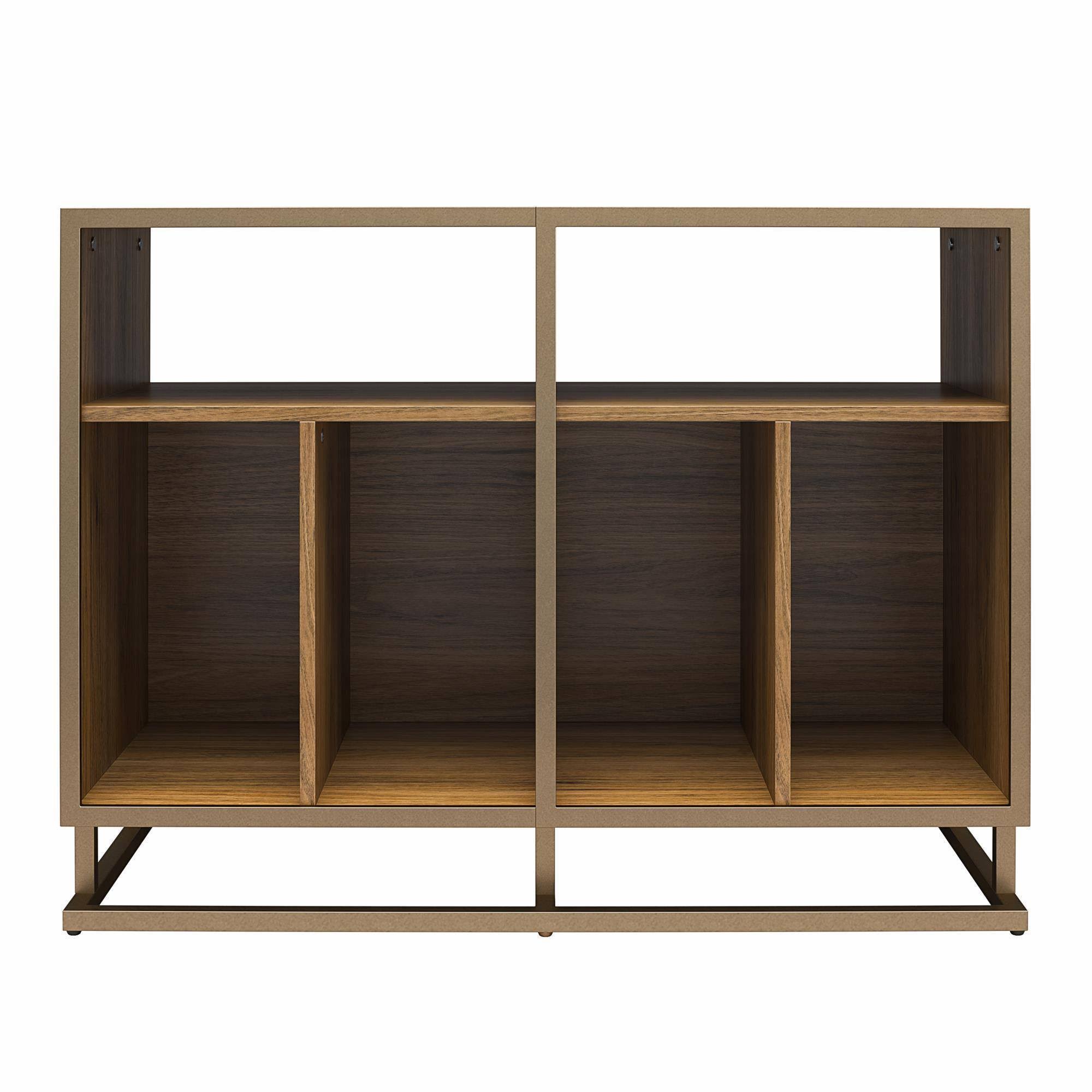 Novogratz Regal Double Wide Record Station, Walnut, D1UYIIA9_1G0HA