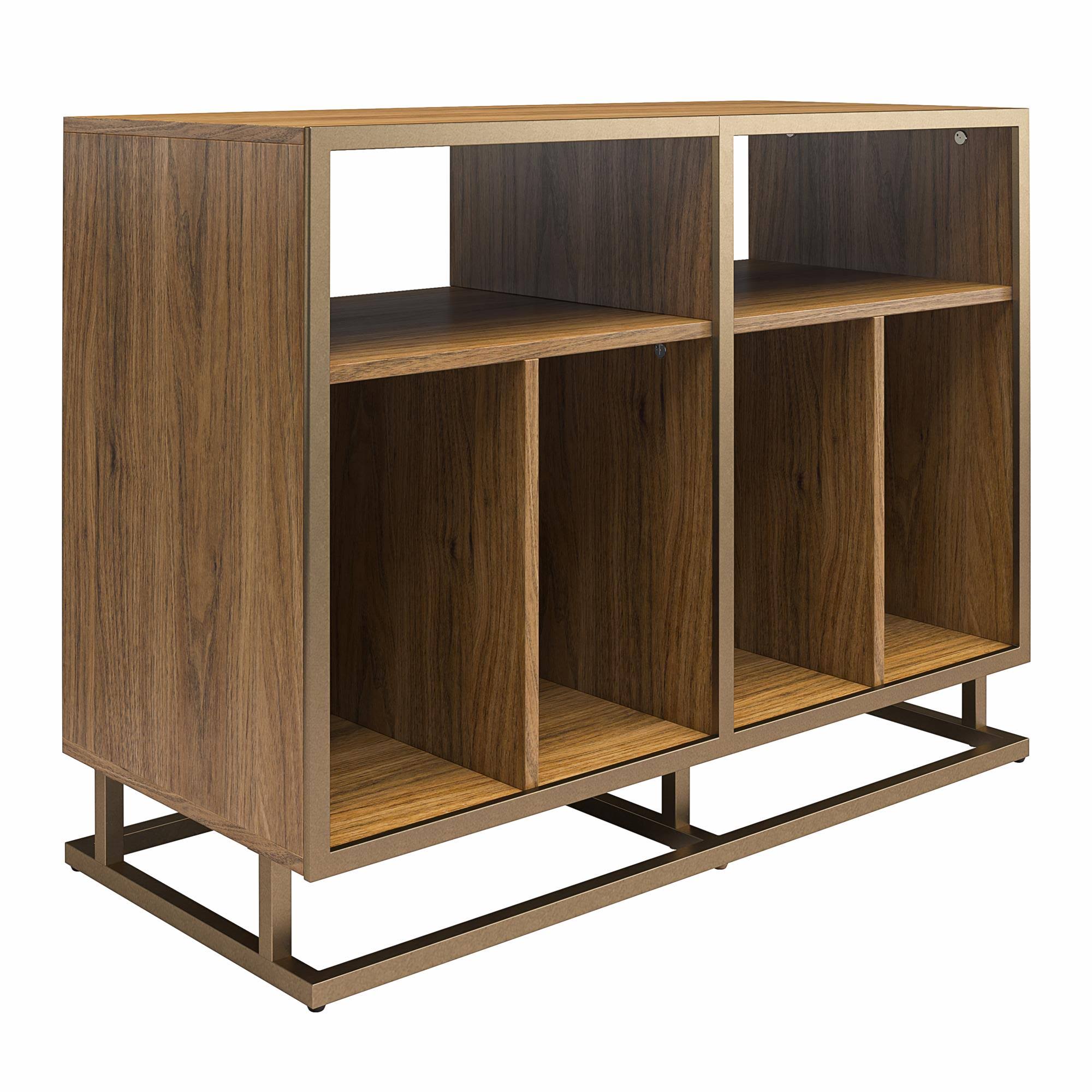 Novogratz Regal Double Wide Record Station, Walnut, D1UYIIA9_1G0HA