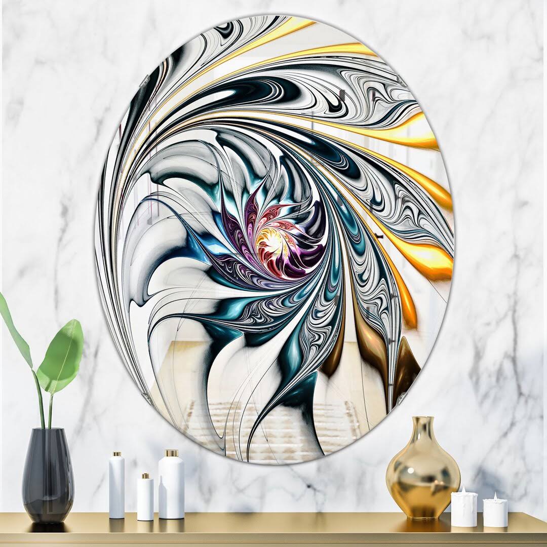 Stained Glass Floral Art Accent Wall Mirror East Urban Home Size: 23.6 H X 23.6 NUXJV32E_H7XXP