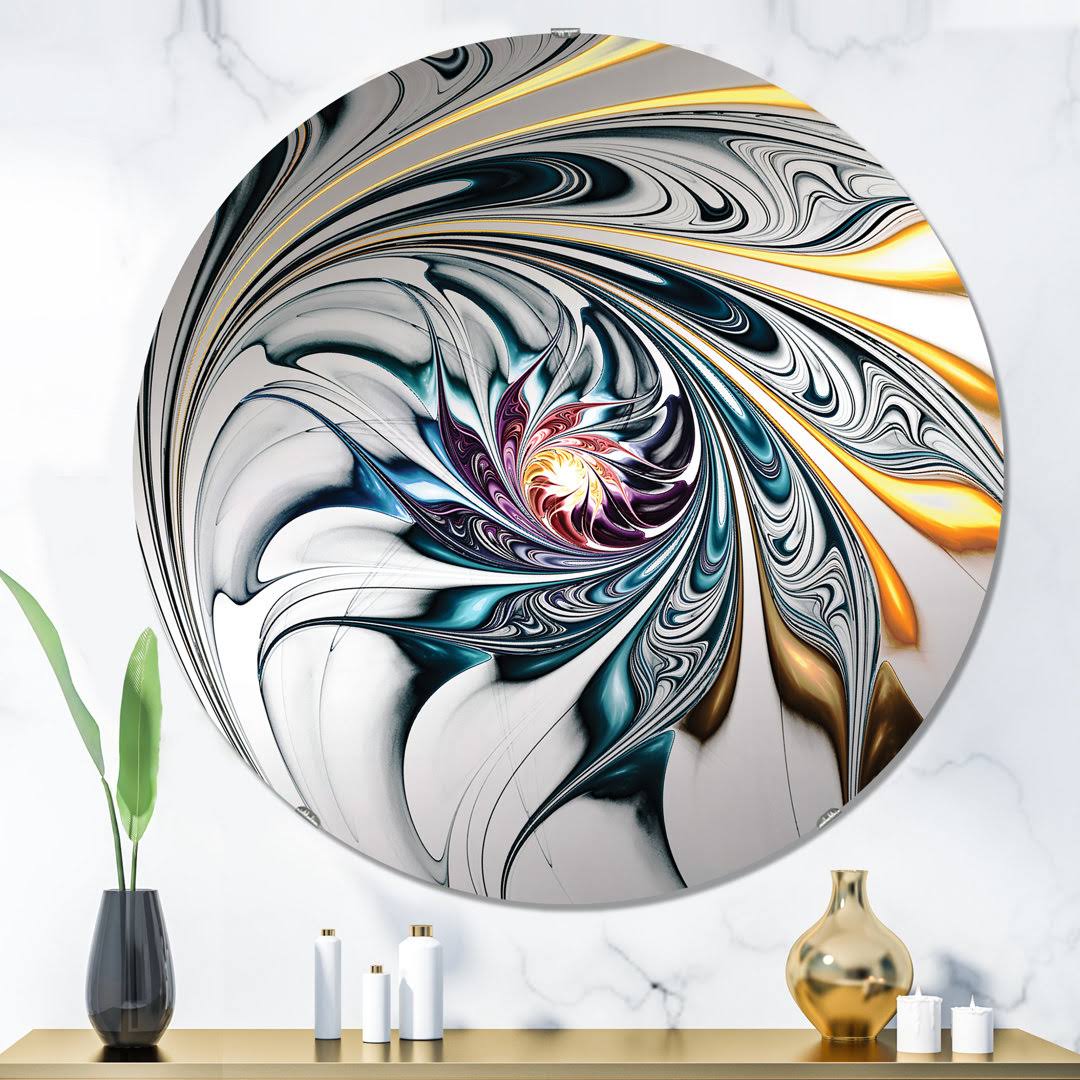 Stained Glass Floral Art Accent Wall Mirror East Urban Home Size: 23.6 H X 23.6 NUXJV32E_H7XXP