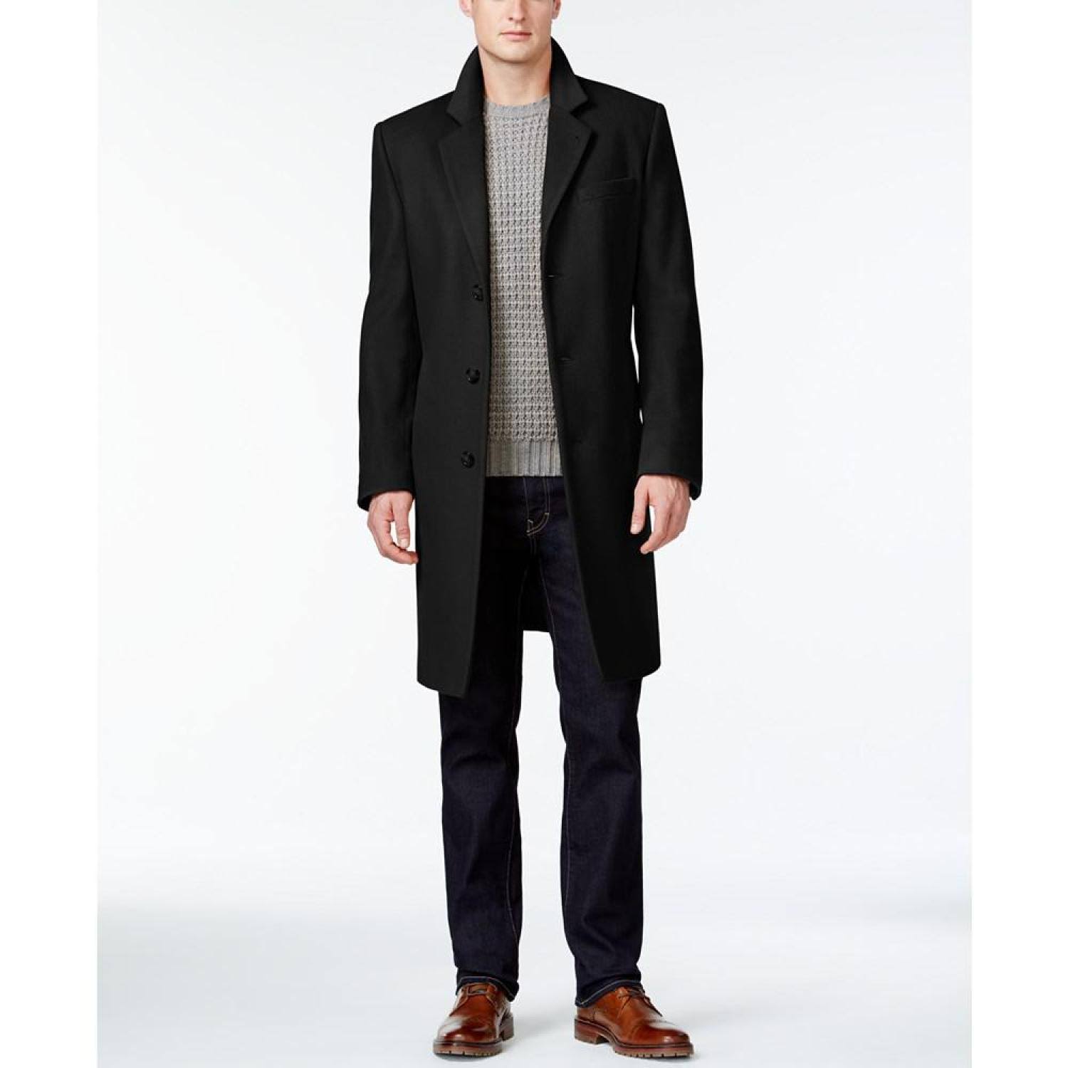 Michael Kors Men's Madison Wool Blend Modern-Fit Overcoat - Brown - Size SMD3QZBS_VBMPE