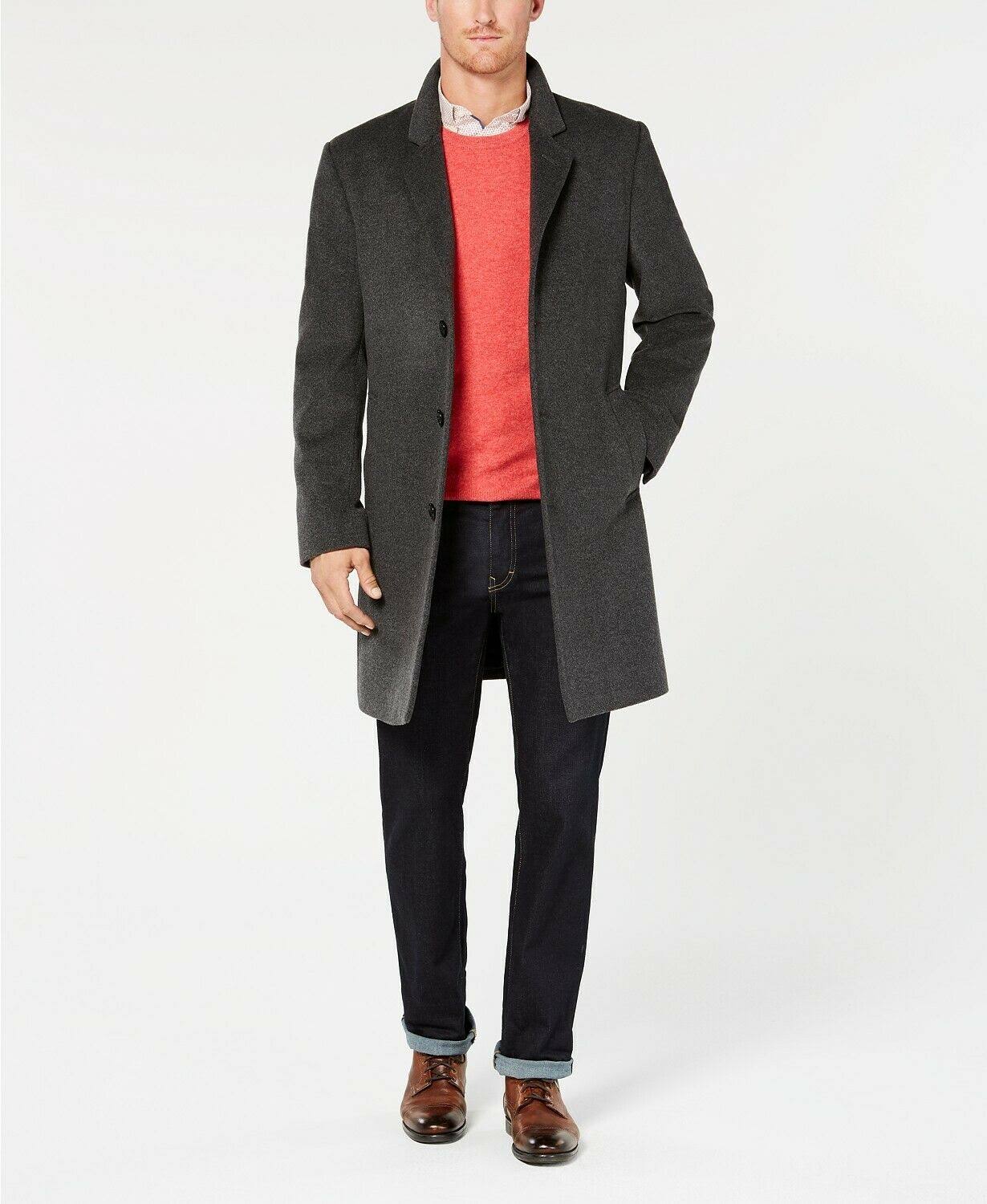 Michael Kors Men's Madison Wool Blend Modern-Fit Overcoat - Brown - Size SMD3QZBS_VBMPE