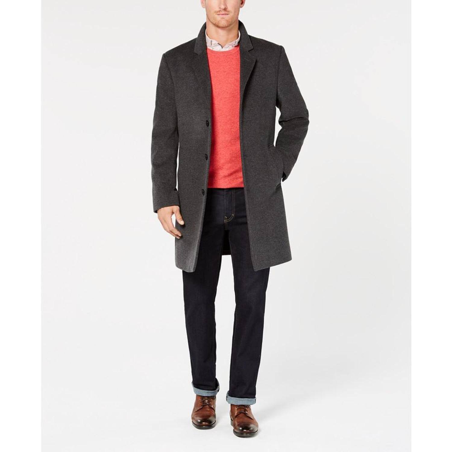 Michael Kors Men's Madison Wool Blend Modern-Fit Overcoat - Brown - Size SMD3QZBS_VBMPE