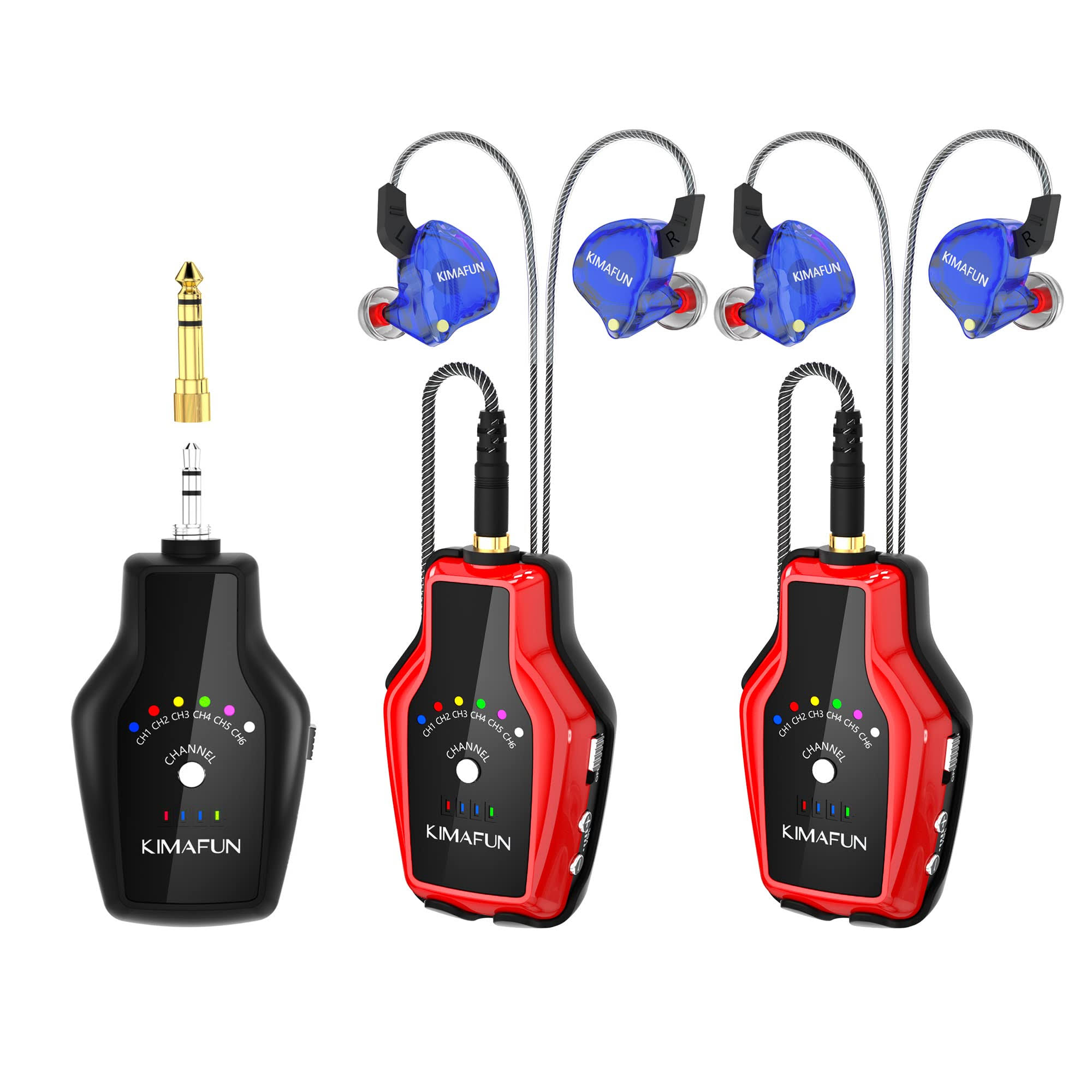 Kimafun 2.4g Wireless In Ear Monitor System, Wireless Iem System Earphone Headphone For Stage Performance, Band Rehearsal, Guitar Amplifier, VMMUXLT2_K0DSU
