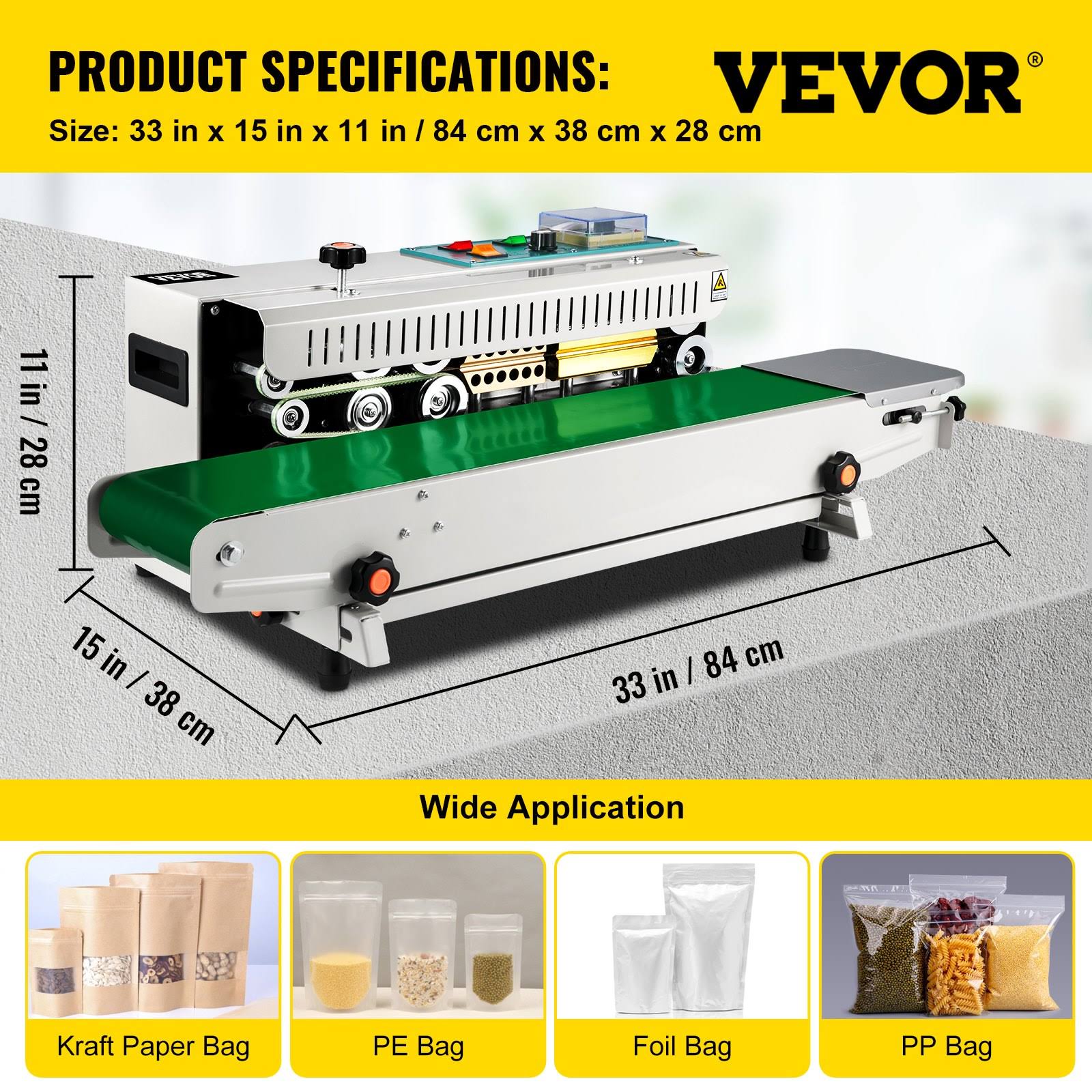 Vevor Automatic Horizontal Continuous Plastic Bag Band Sealing Sealer Machine DVOH9R0A_BNMDY