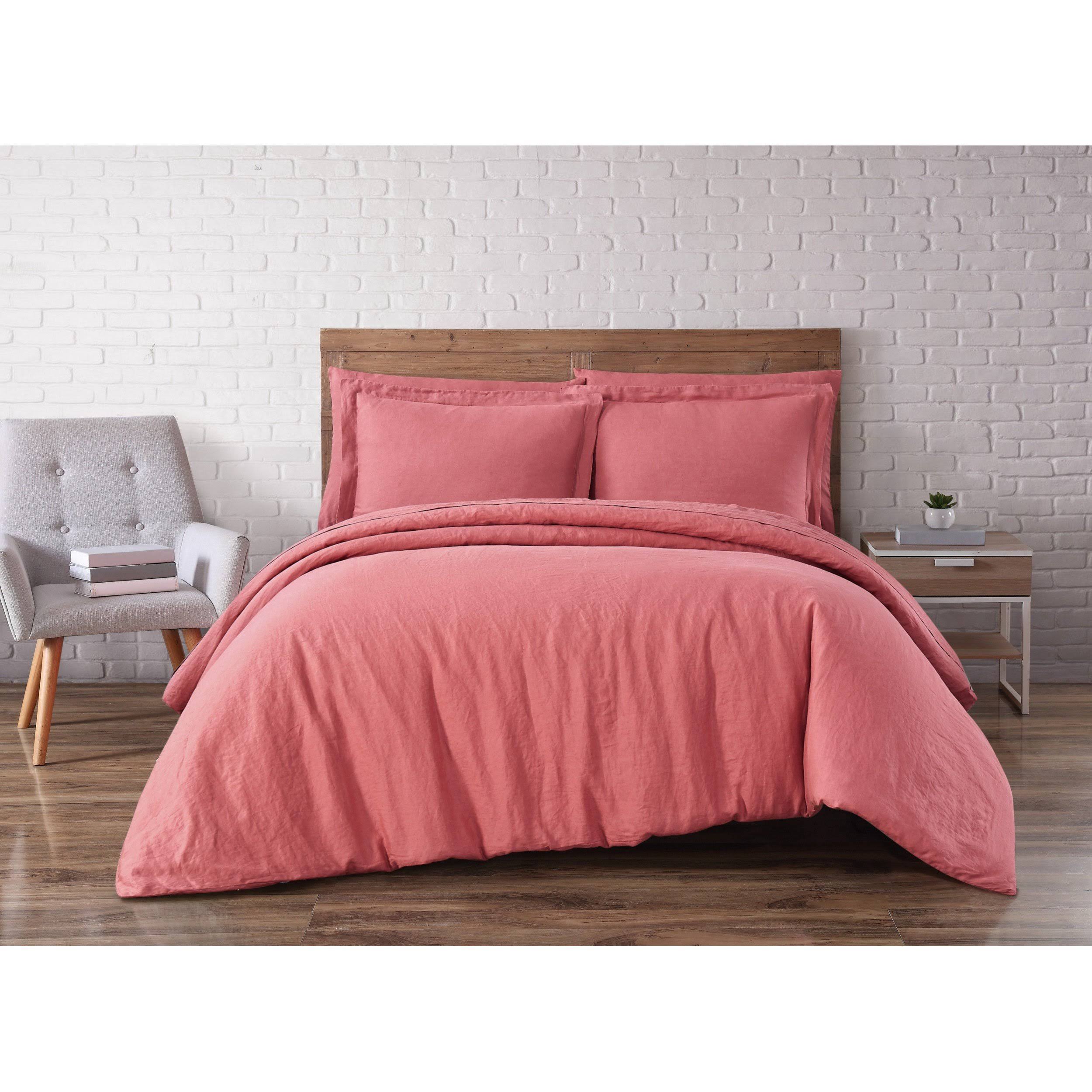 Brooklyn Loom Flax Linen Duvet Set, Full/Queen, Olive MXLQHQOD_49BXC