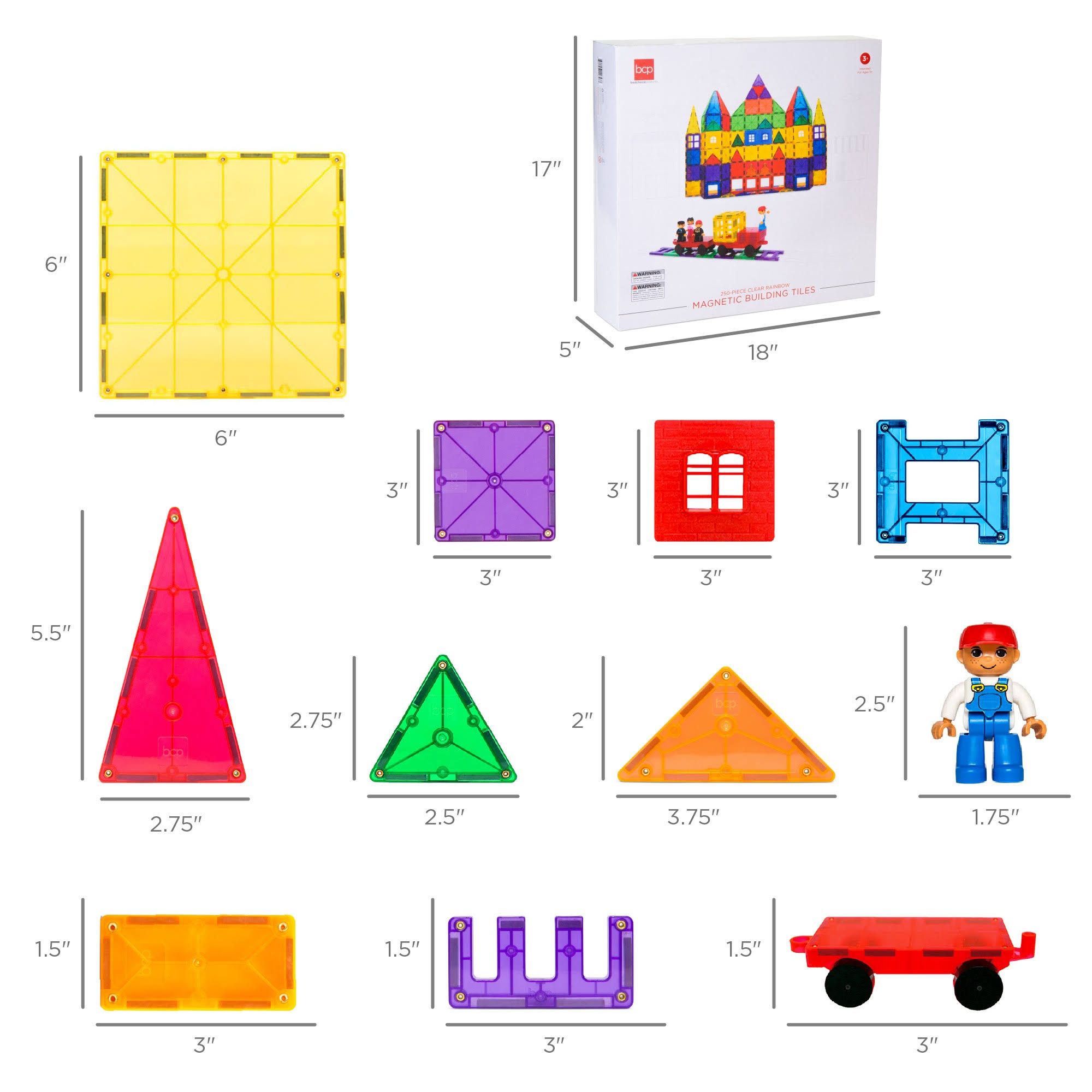 Best Choice Products 250-Piece 3d Magnetic Tile Play MYMIUVRG_2IFJG