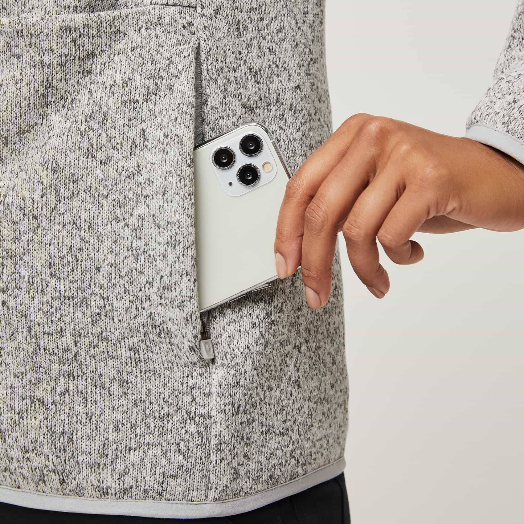 Figs On-Shift Sweater Knit Jacket - Heather Light Grey (L) J4F3NATD_NGD7W