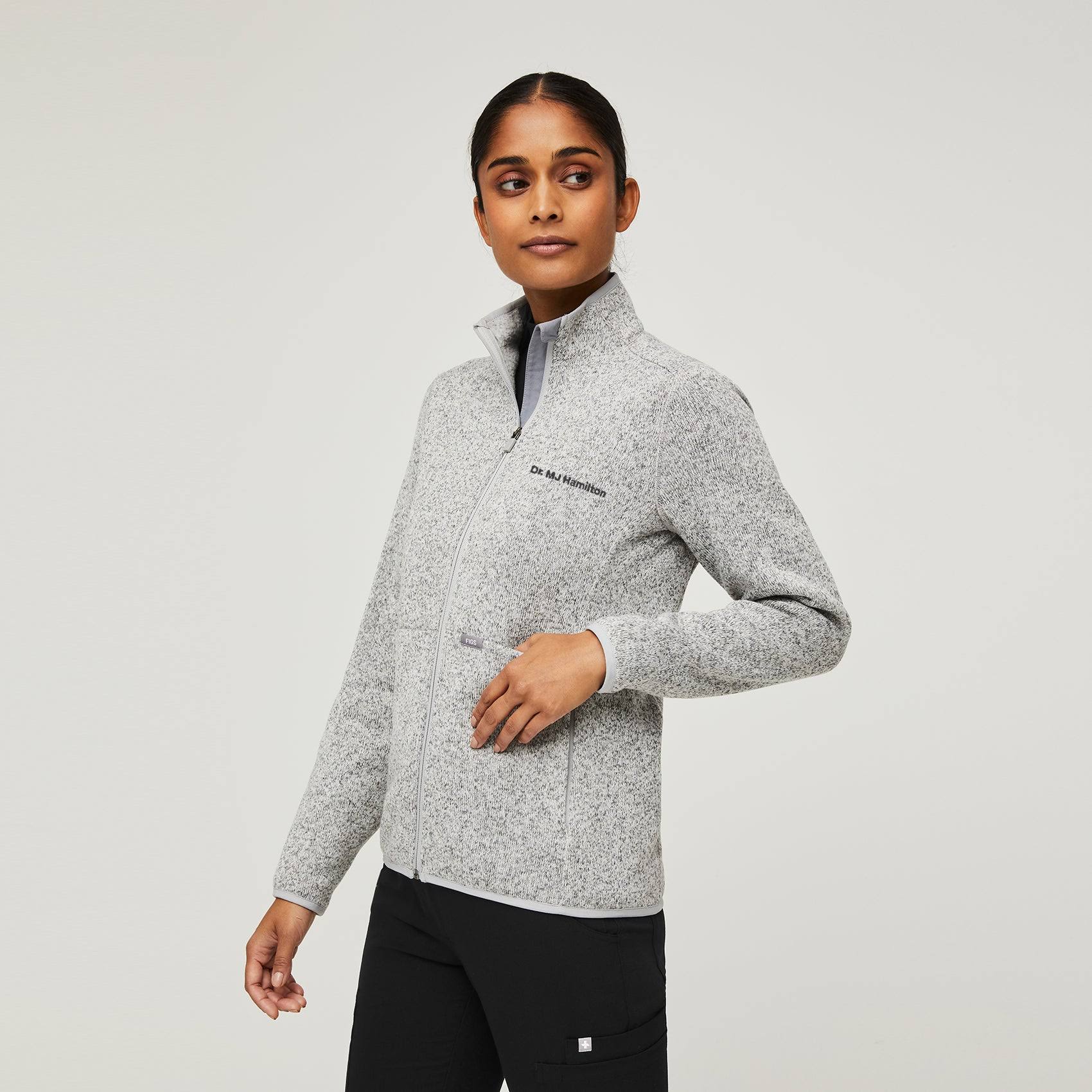 Figs On-Shift Sweater Knit Jacket - Heather Light Grey (L) J4F3NATD_NGD7W