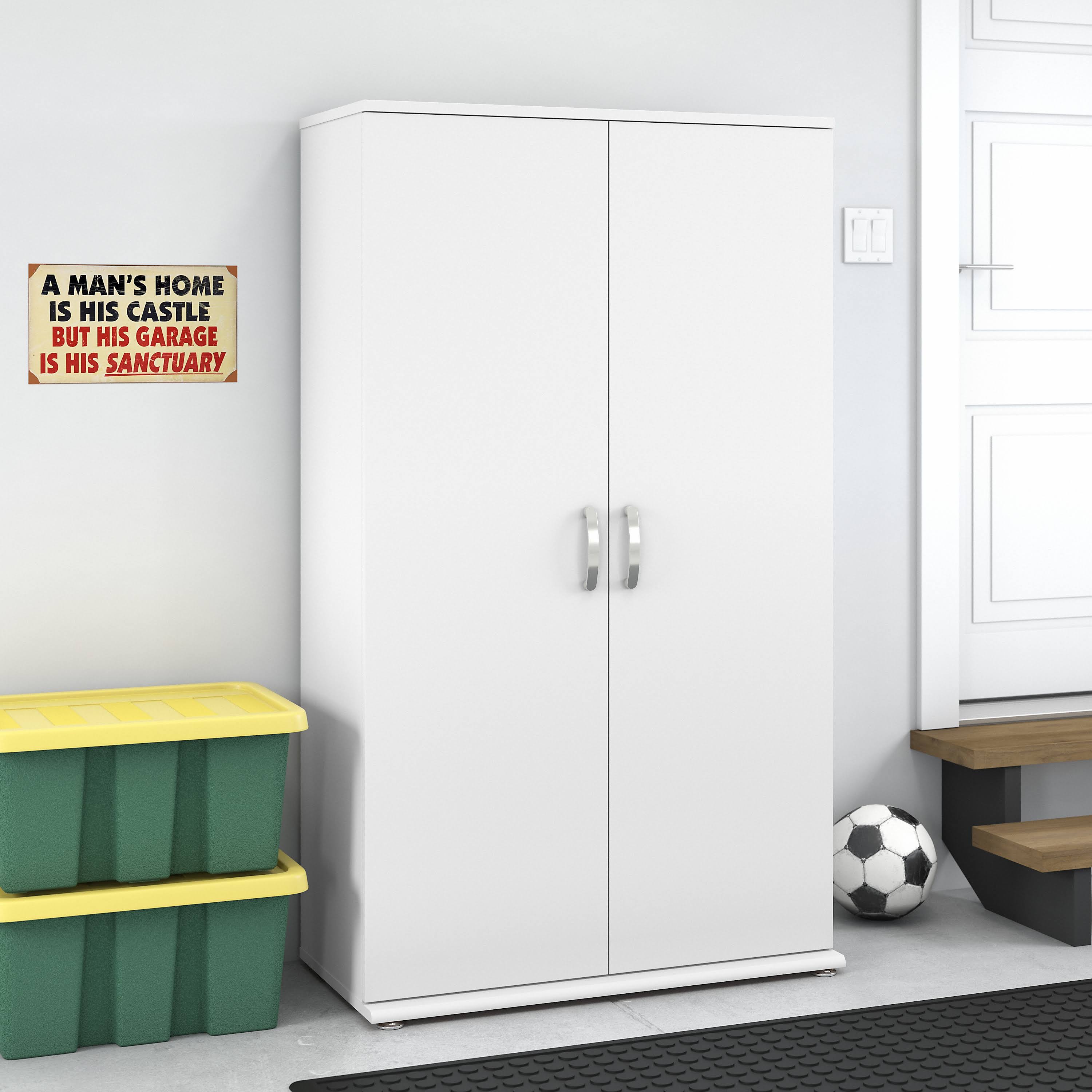 Bush Business Furniture Universal Tall Garage Storage Cabinet With Doors And Shelves In 7QZ2BZ6A_QFHEY